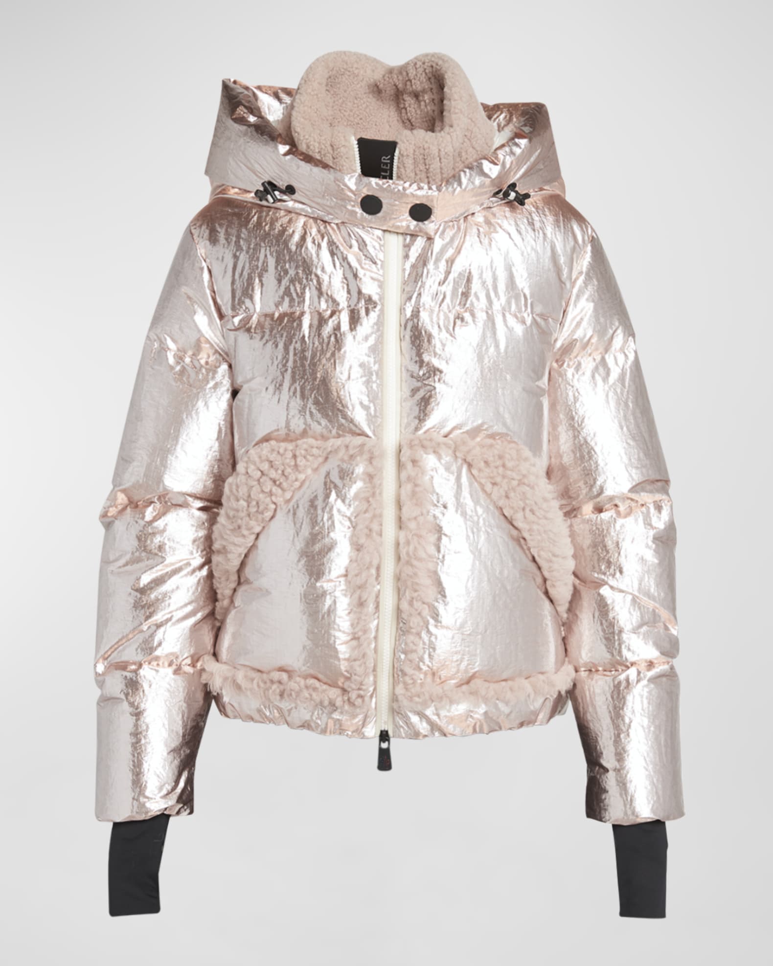 Trevelin Metallic Puffer Jacket with Shearling Trim 0