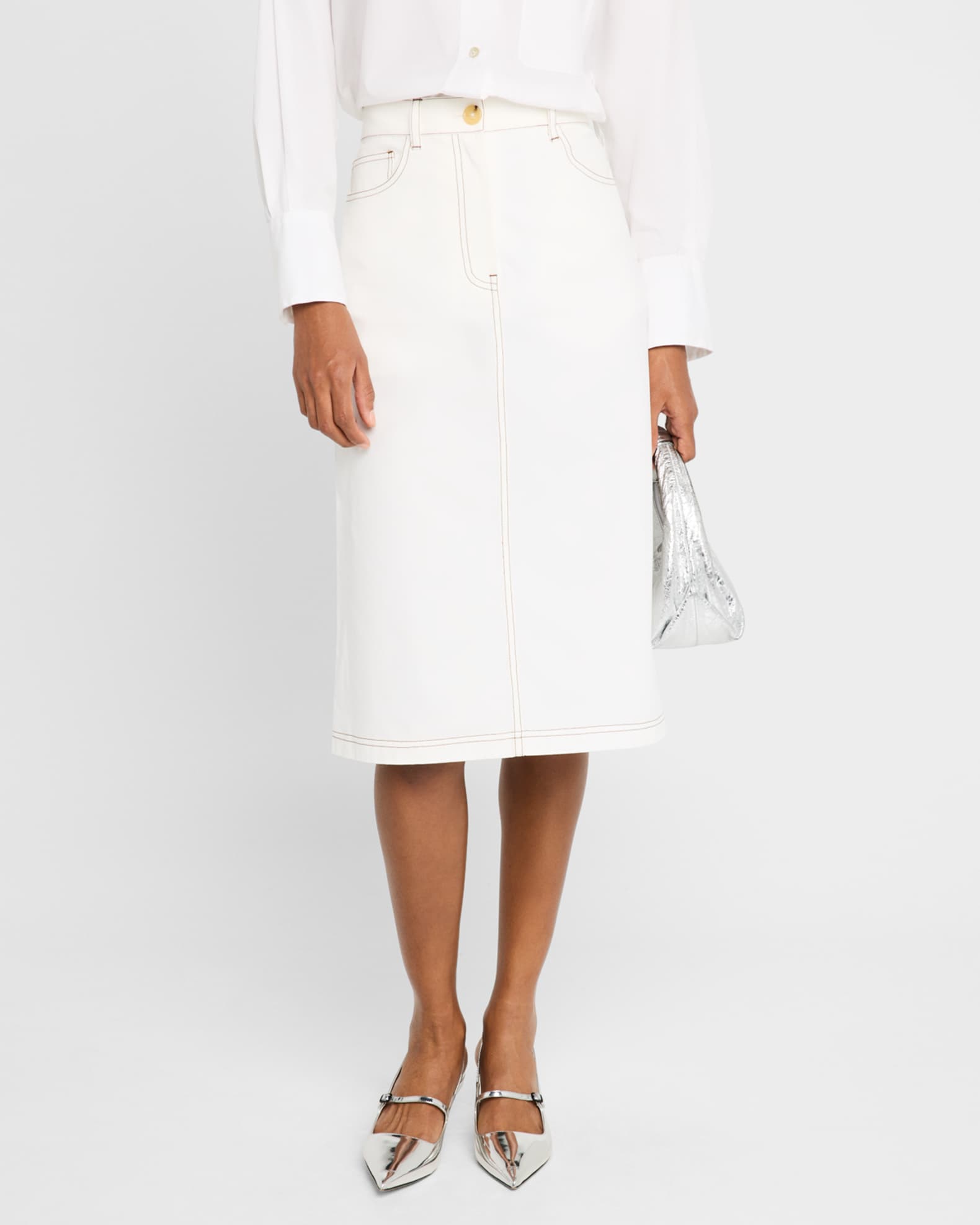 White skirt neiman marcus top