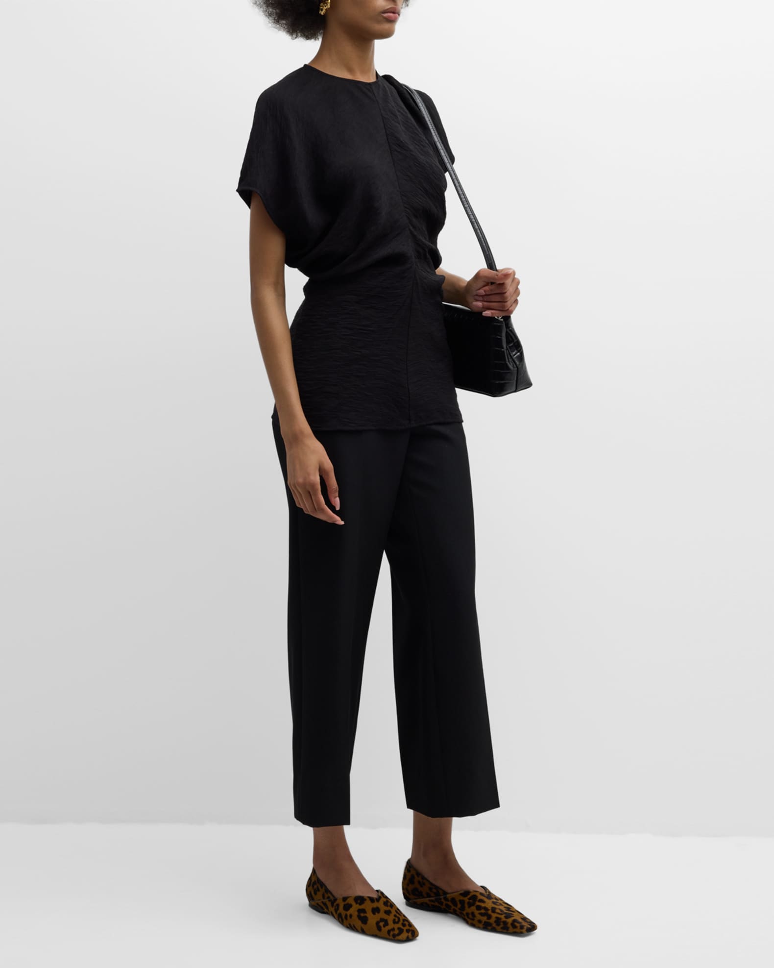 Toteme Slouch Waist Short-Sleeve Top | Neiman Marcus