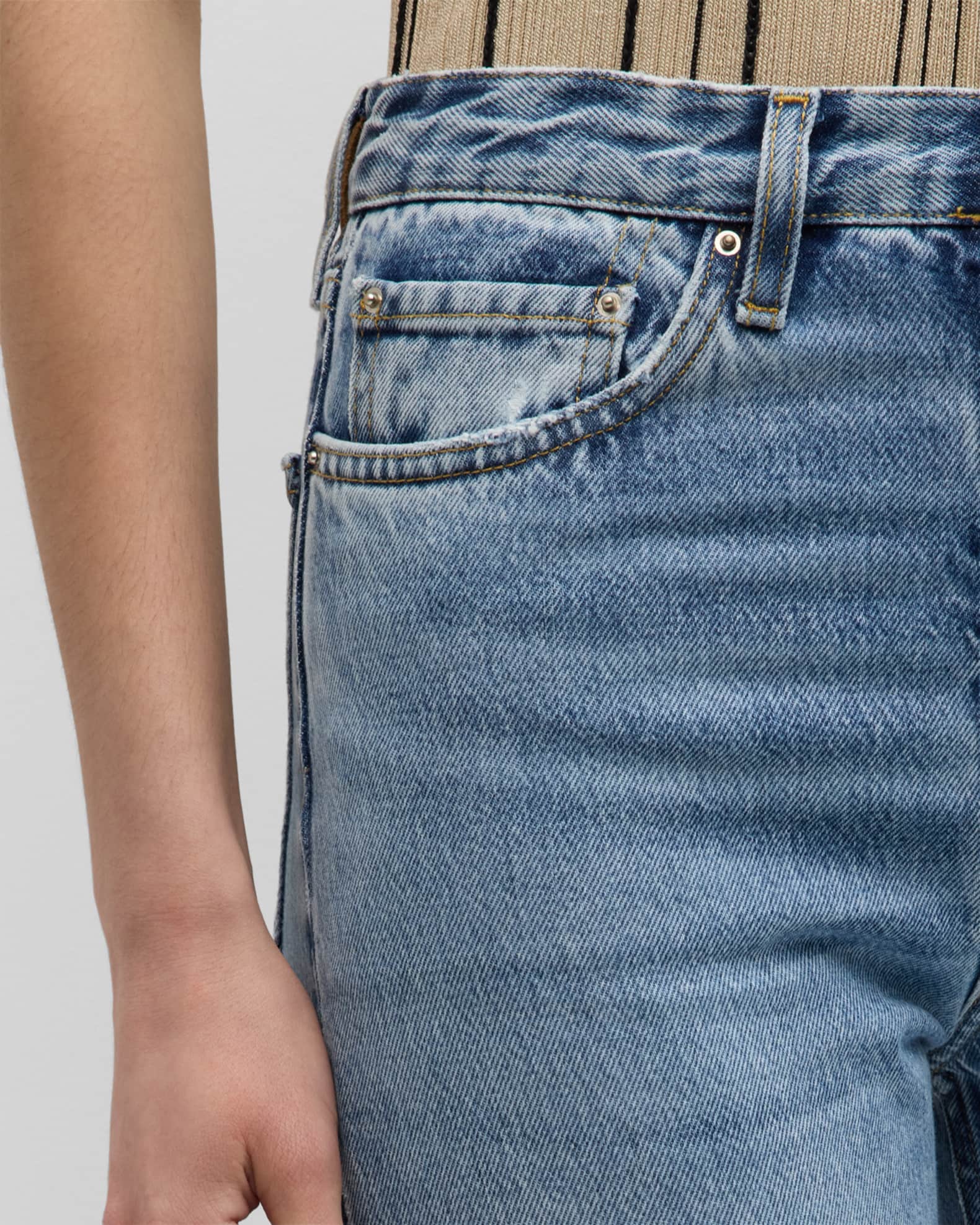 【mnem】Shed damage denim Level 7 Men's Slim Straight Premium Jeans Tainted Bleach
