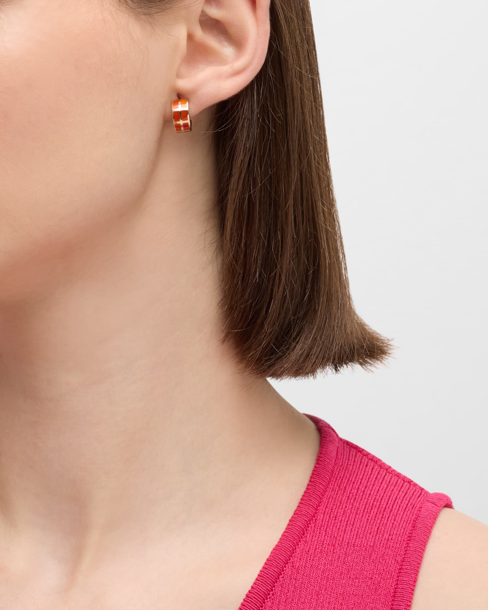 Dash Rectangle Gemstone Huggie Earrings 1