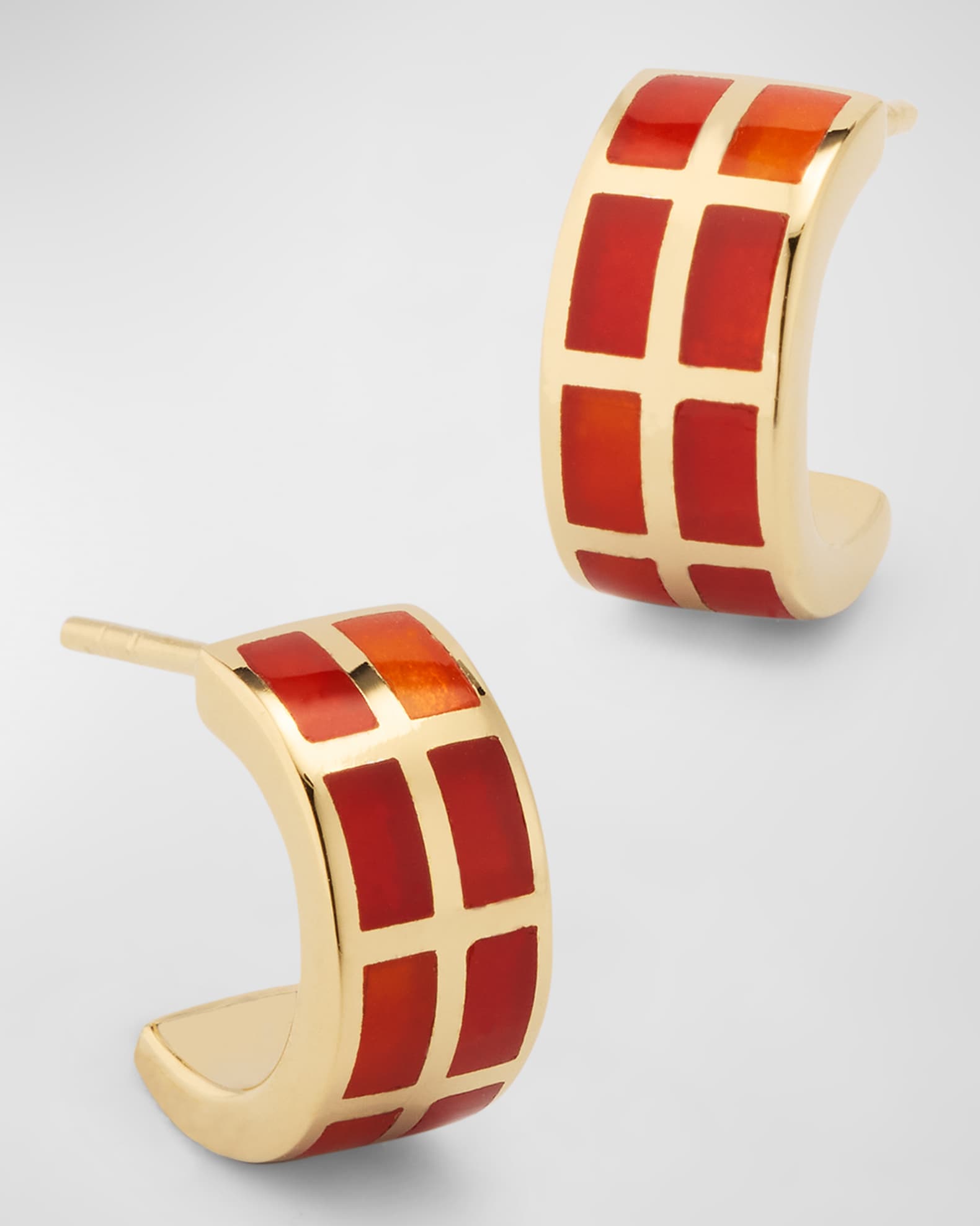 Dash Rectangle Gemstone Huggie Earrings 0