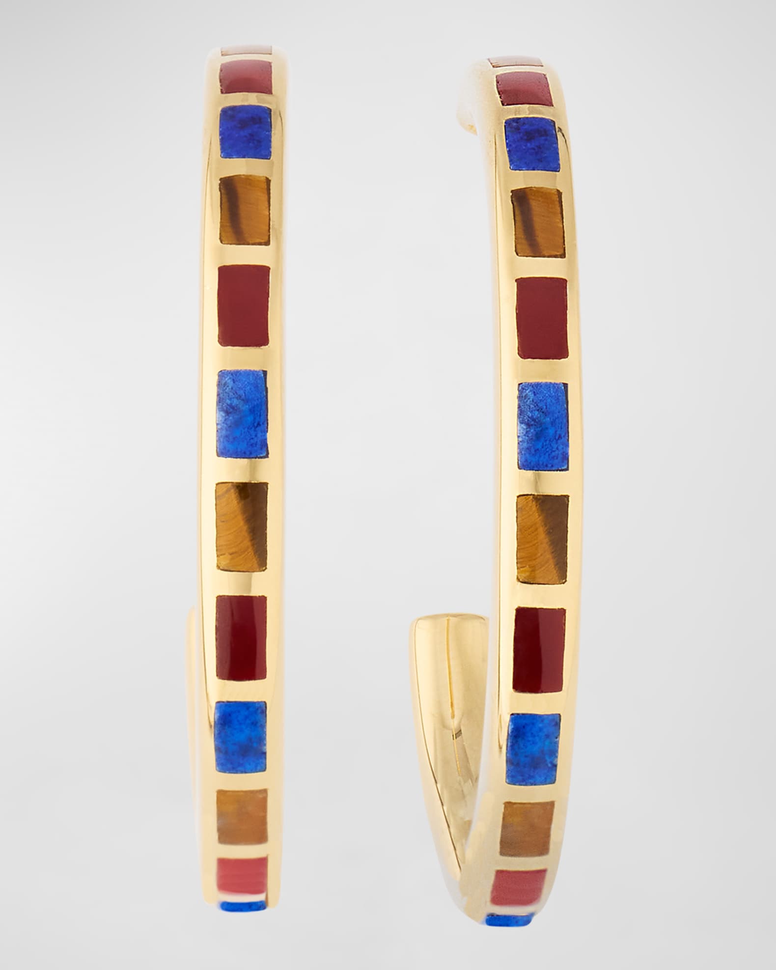 Dash Rectangle Gemstone Hoop Earrings 0