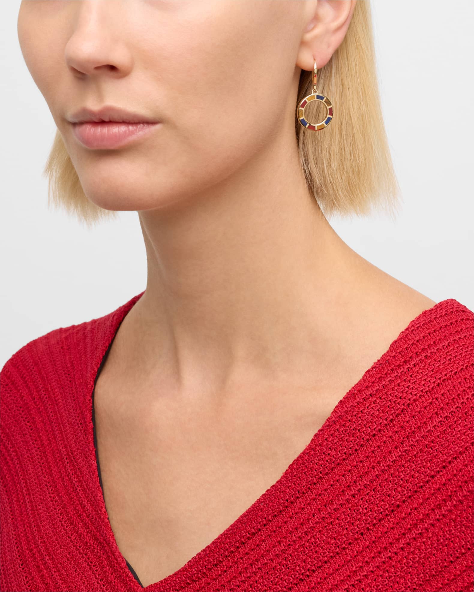 18K Gold Plated Dash Circle Drop Earrings 1