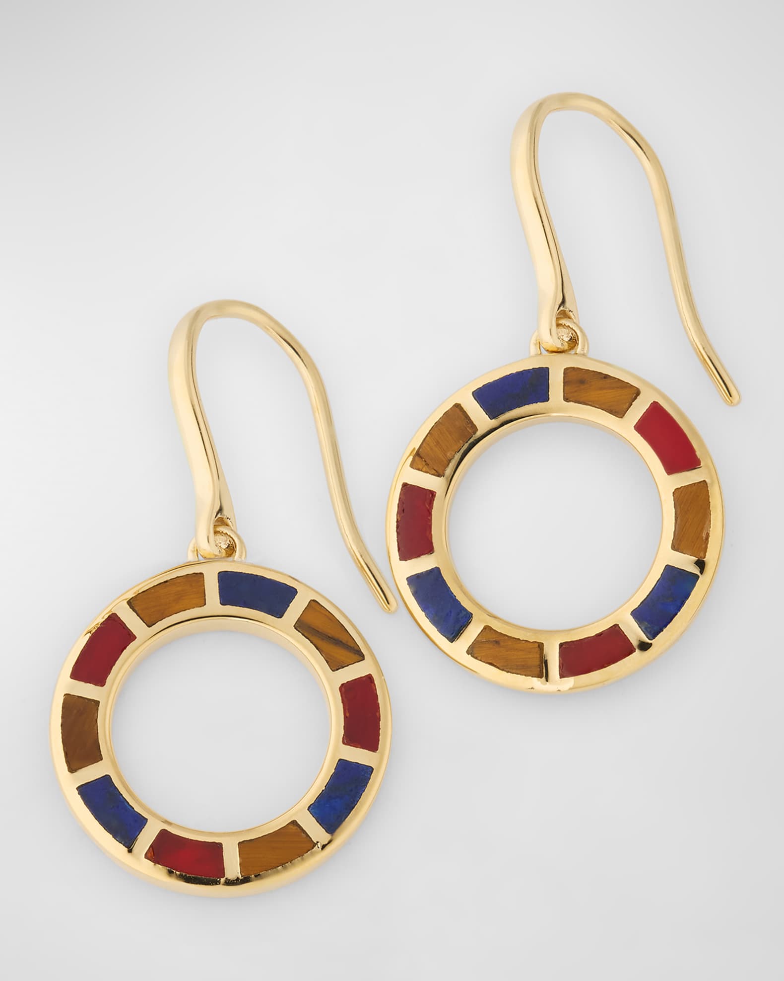18K Gold Plated Dash Circle Drop Earrings 0