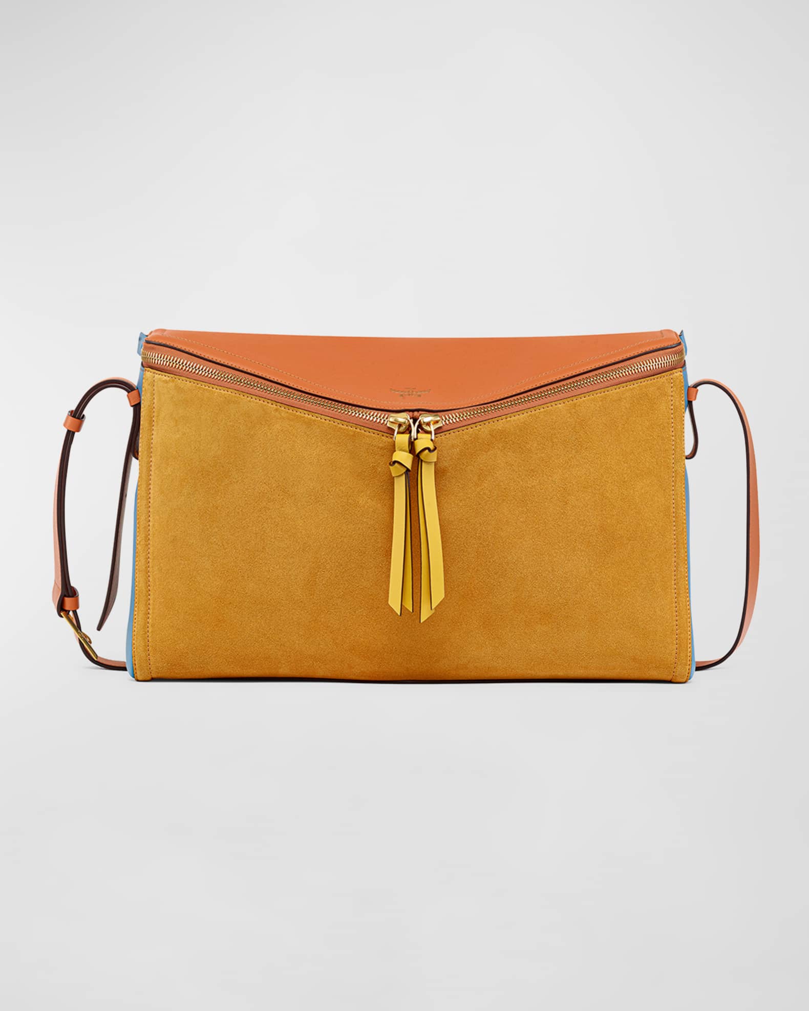 Colorblock Leather & Suede Shoulder Bag 0