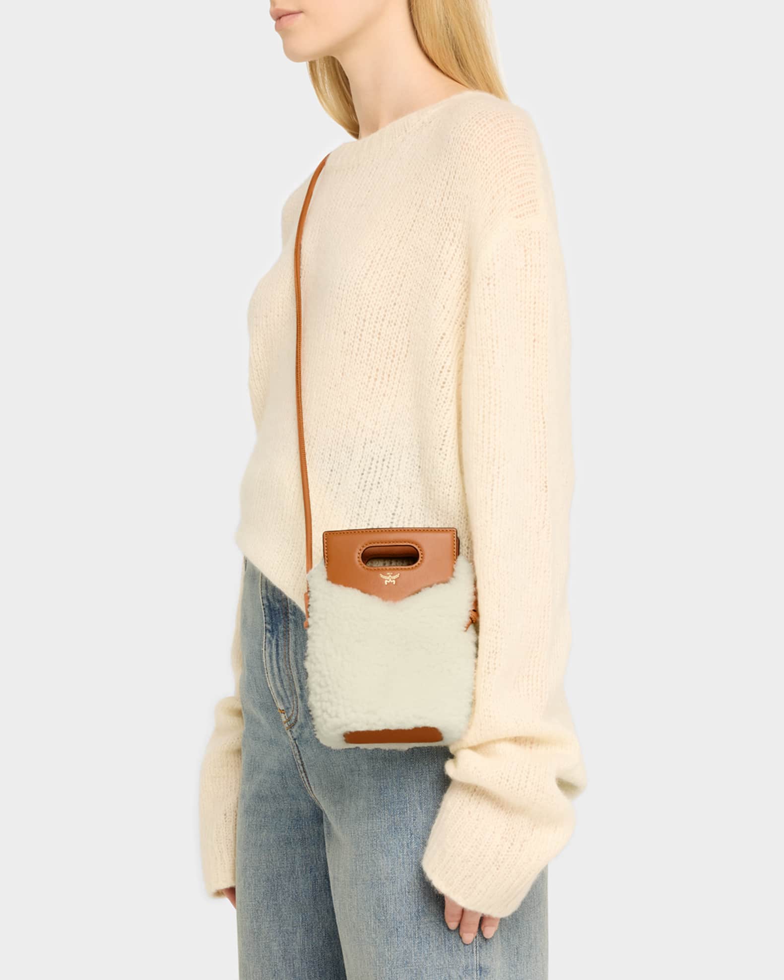 Flat Lamb Shearling Fur Pouch Shoulder Bag 1