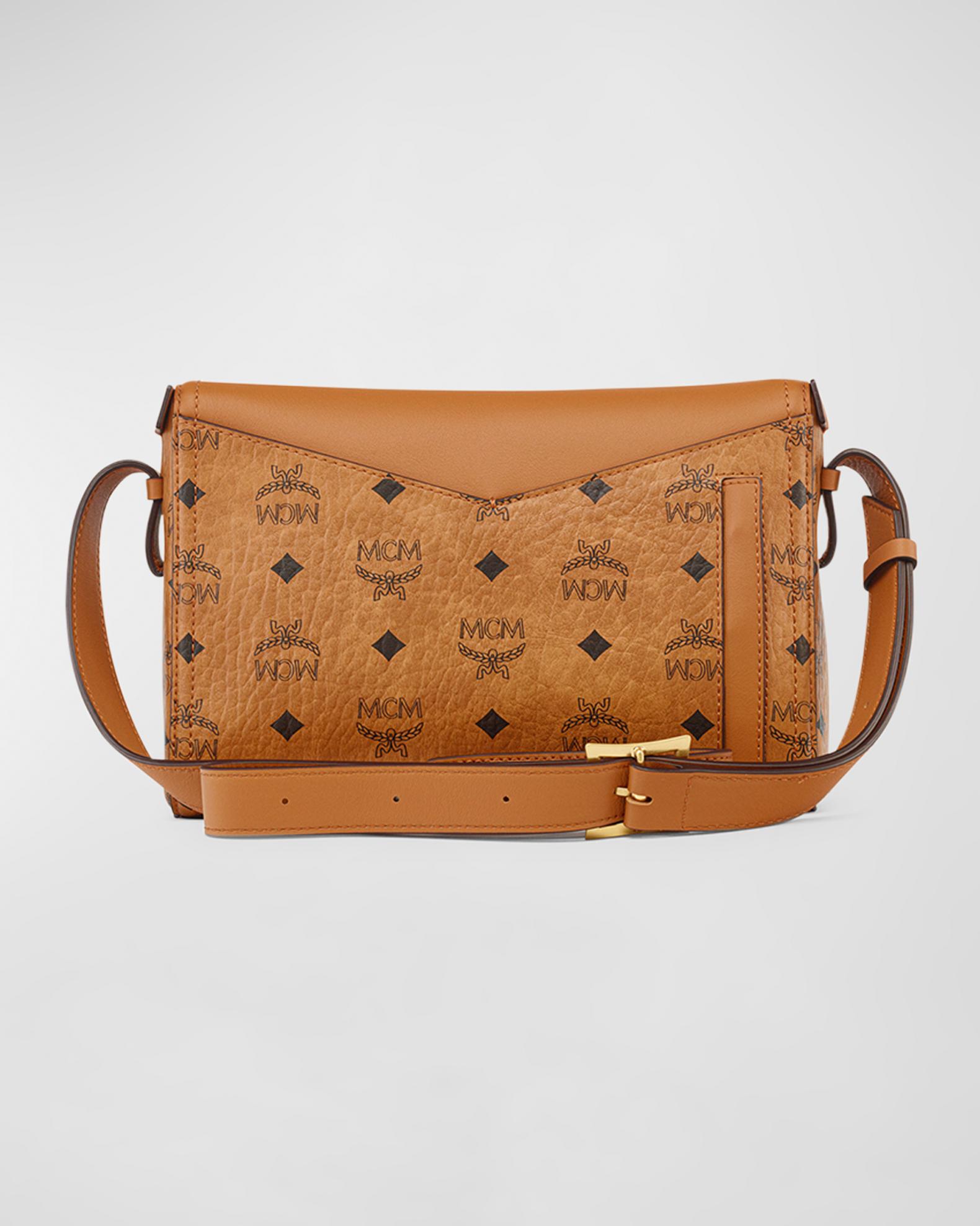 MCM Visetos Zip Faux Leather Shoulder Bag | Neiman Marcus