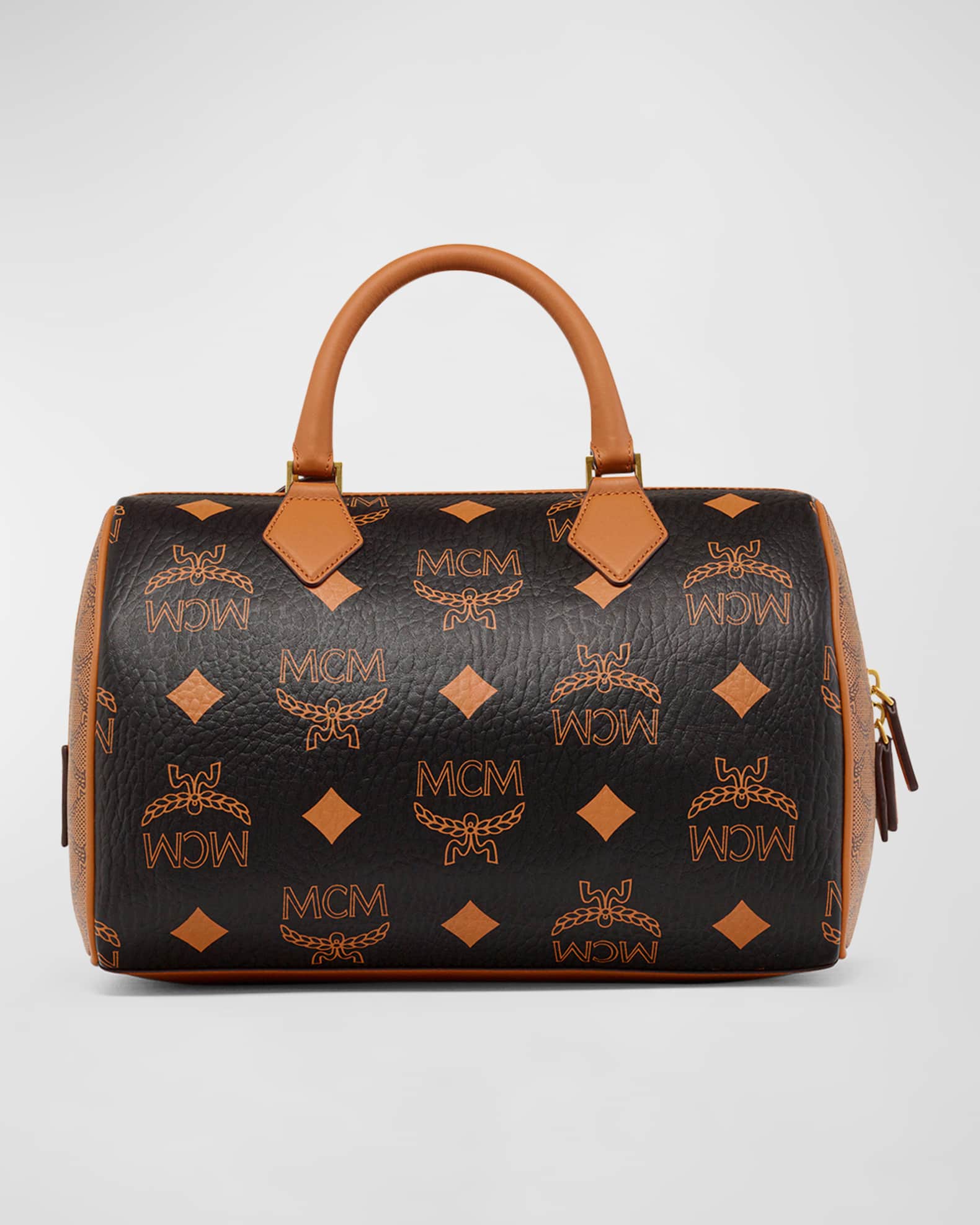 MCM Ella Maxi Visetos Lauretos Monogram Boston Bag Neiman Marcus