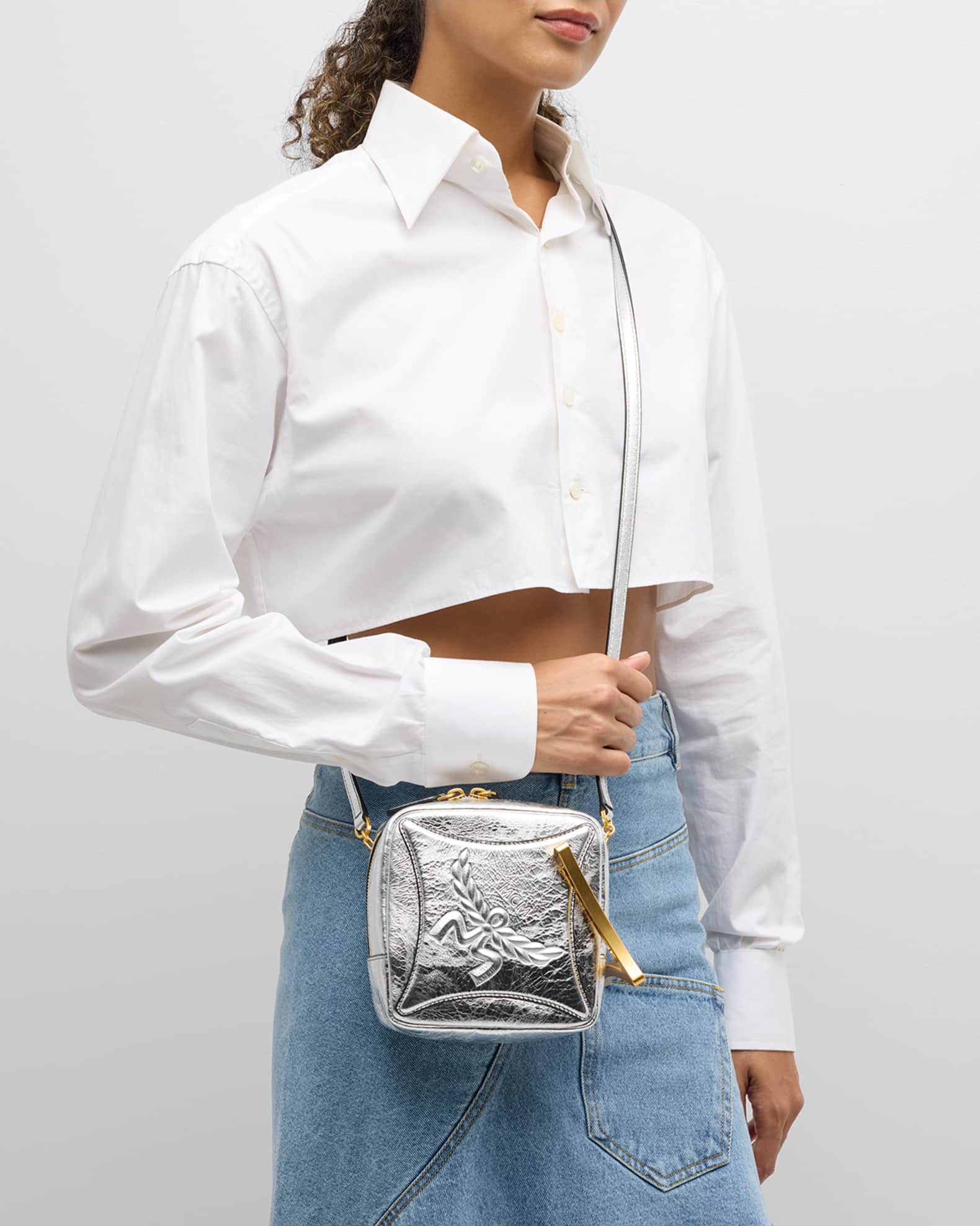 Mini Diamond Metallic Leather Crossbody Bag 1