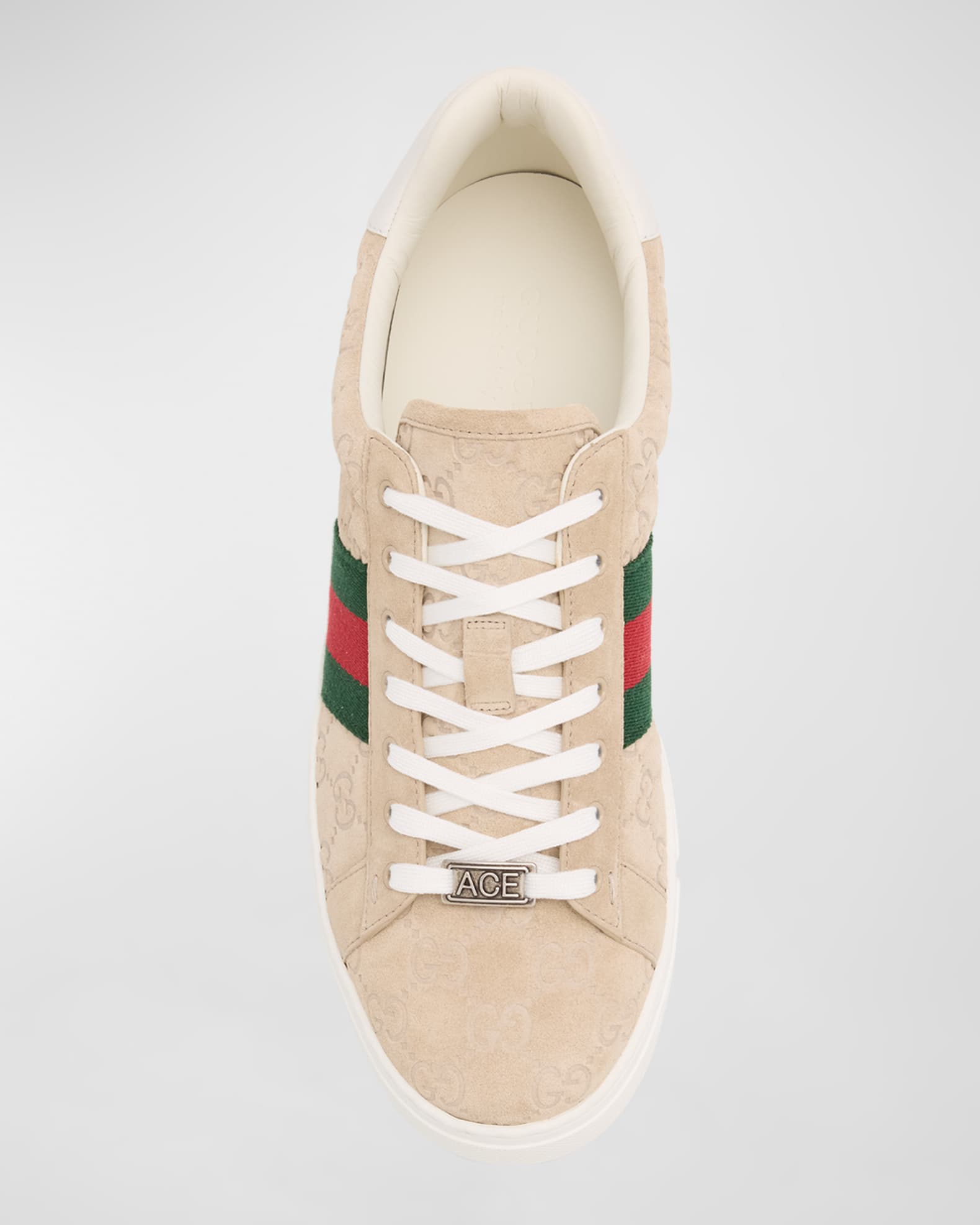 Gucci Men's Ace Suede Monogram Low-Top Sneakers | Neiman Marcus