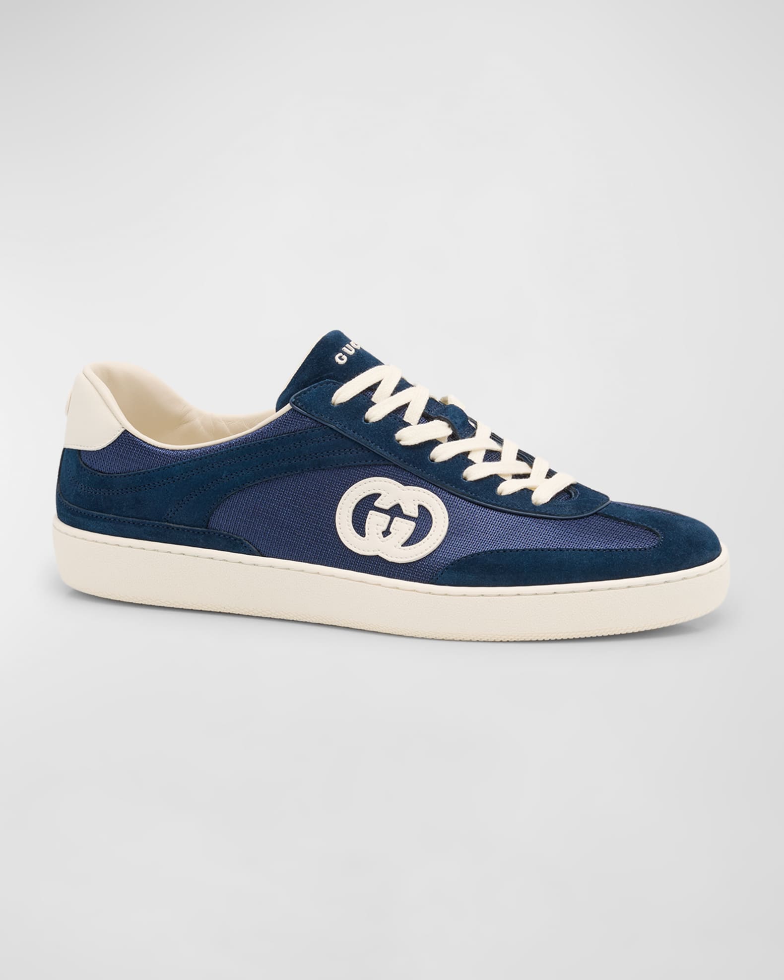 Gucci Men's G75 Canvas and Suede T-Toe Low-Top Sneakers