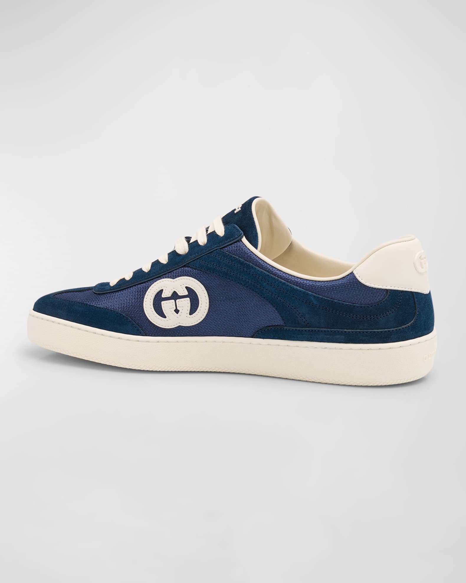 Gucci Men's G75 Canvas and Suede T-Toe Low-Top Sneakers