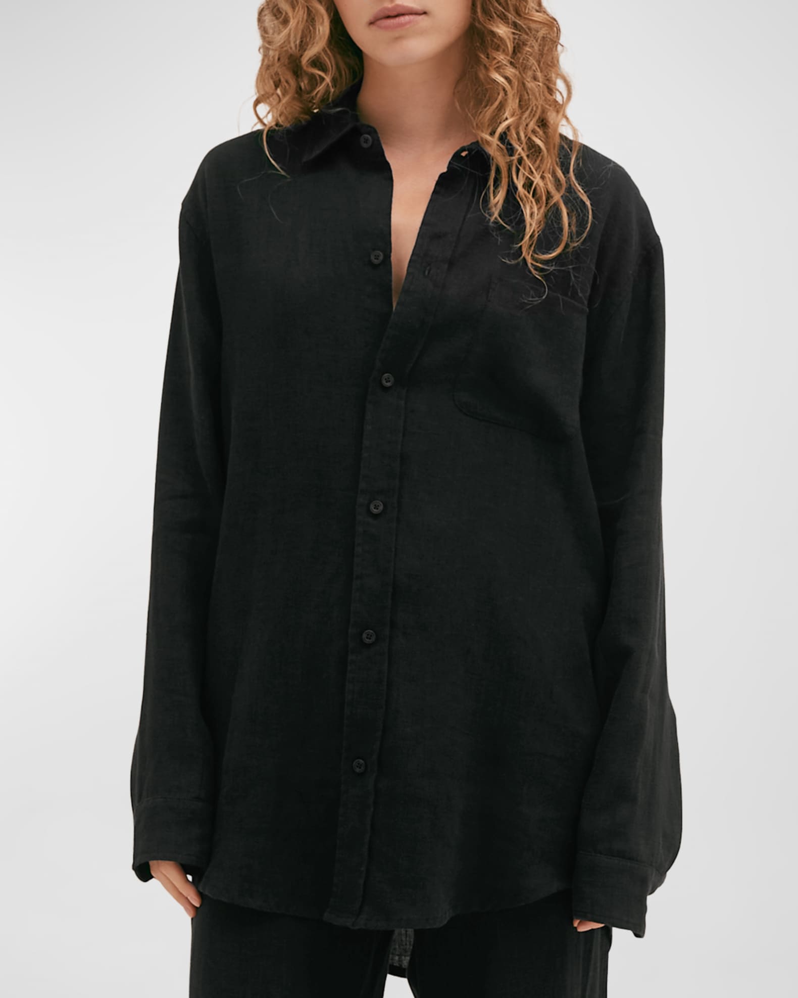 Oversized Linen Lounge Shirt 1