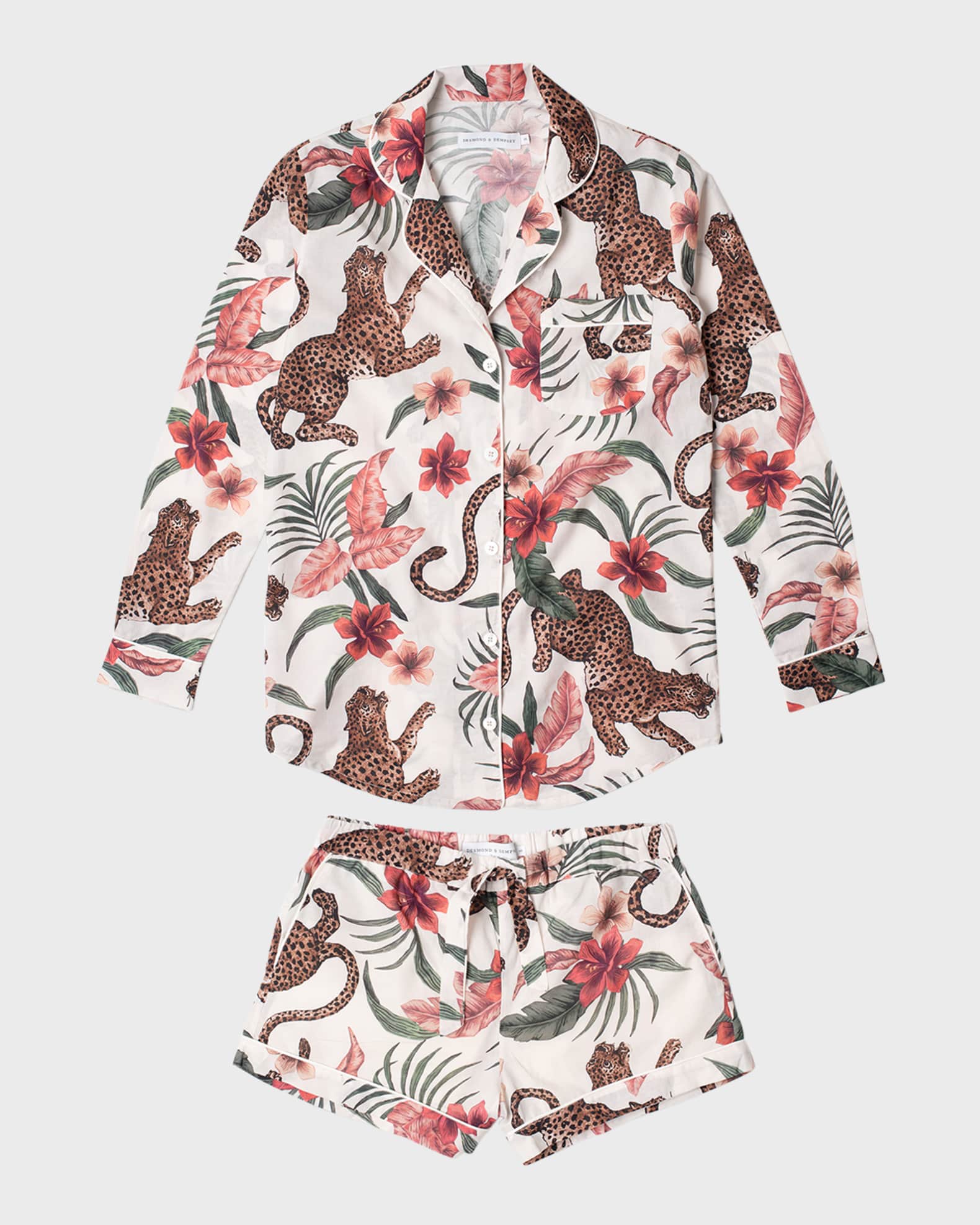 Animal-Print Cotton Shorty Pajama Set 0