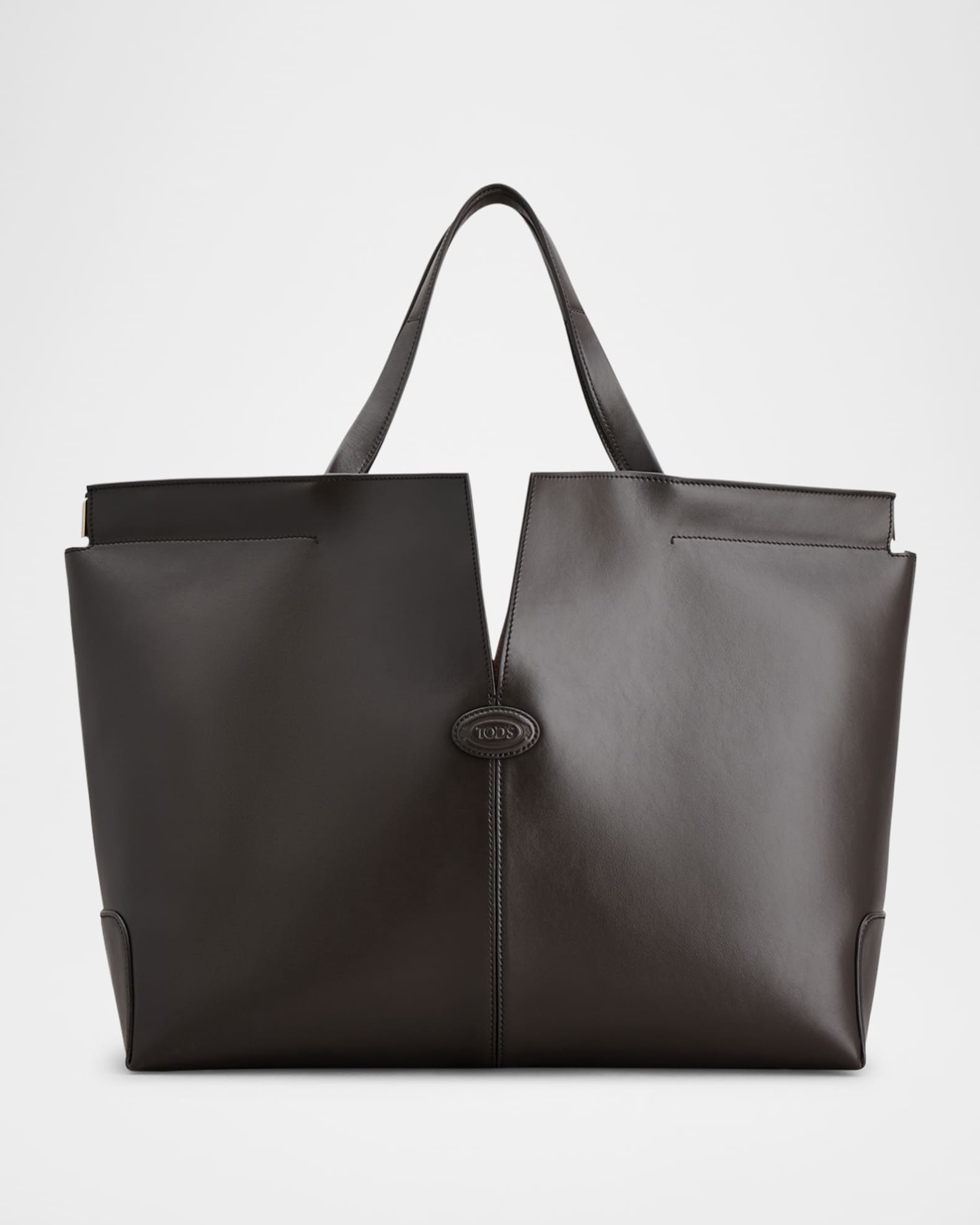 Tod s Calf Leather Shopper Tote Bag Palissandro