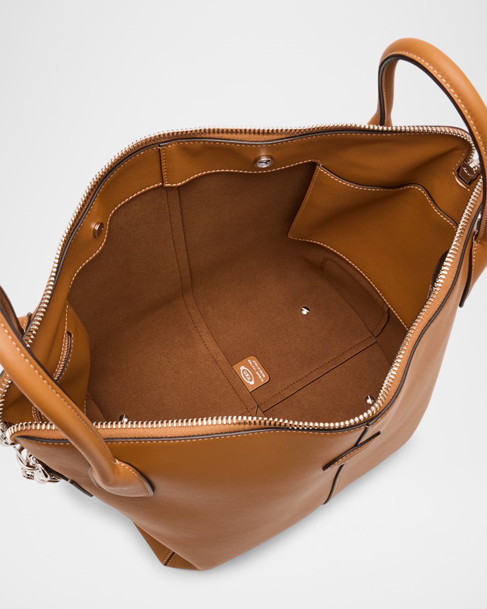 Tod's Zip Calf Leather Bucket Shoulder Bag | Neiman Marcus