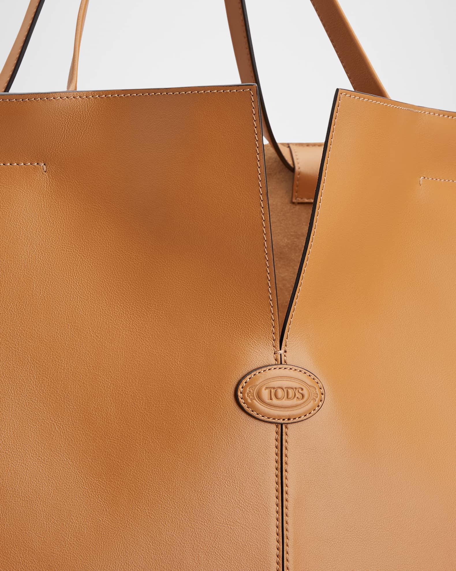 Media Calf Leather Shopper Tote Bag