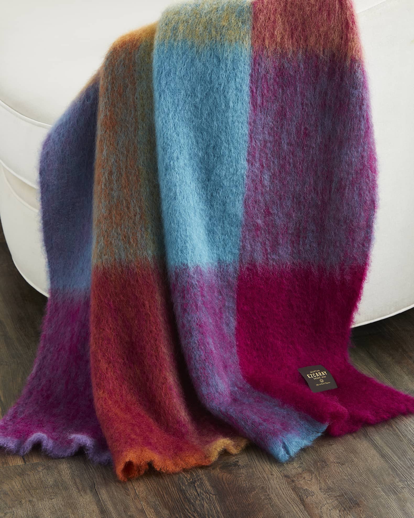 Ezcaray Mohair Cuadros Throw Blanket  0