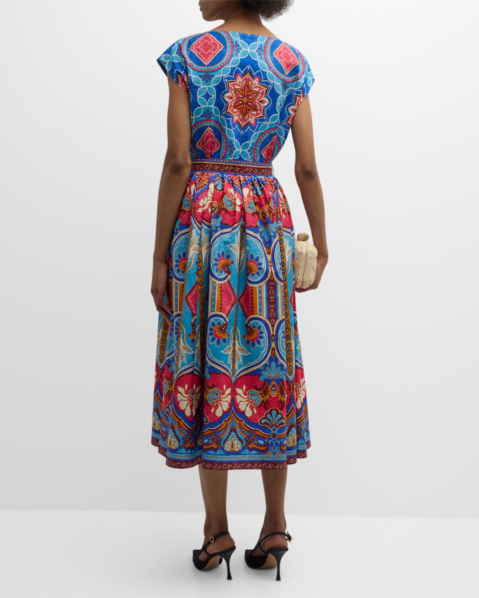 t tahari printed tiered midi dress T Tahari Women's Printed Peplum-Hem Midi Dress