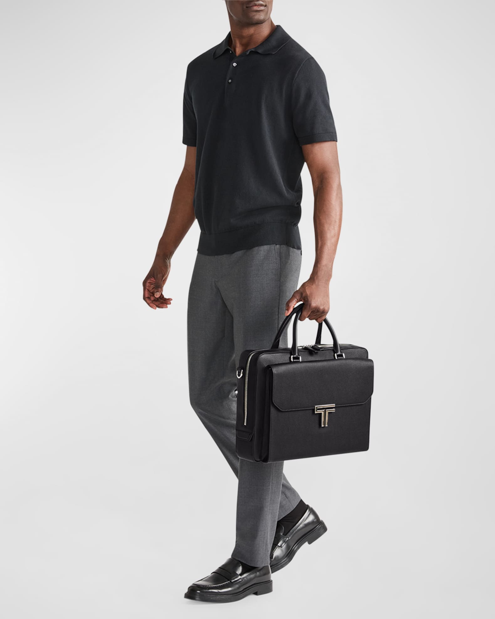 Tumi Vincenzo Zip Leather Briefcase Neiman Marcus