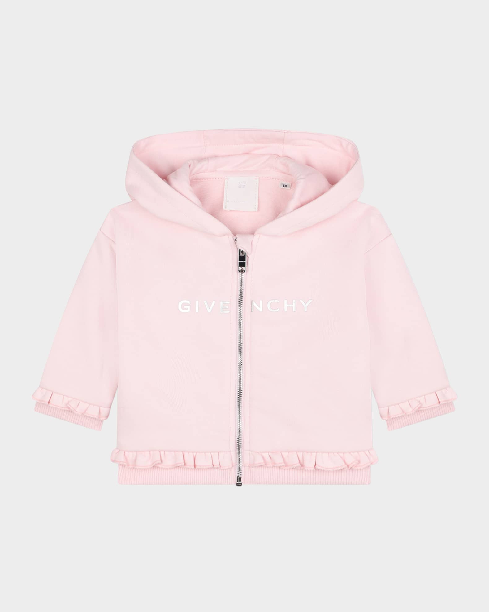 Girl's Logo-Print Ruffle Trim Hoodie, Size 12M-3 0