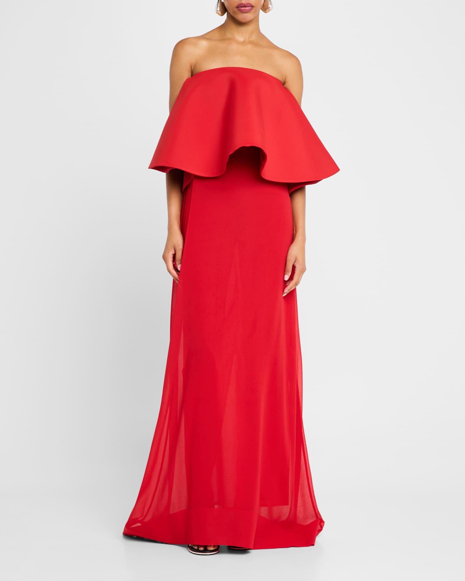 Vela Long Sheer Strapless Dress