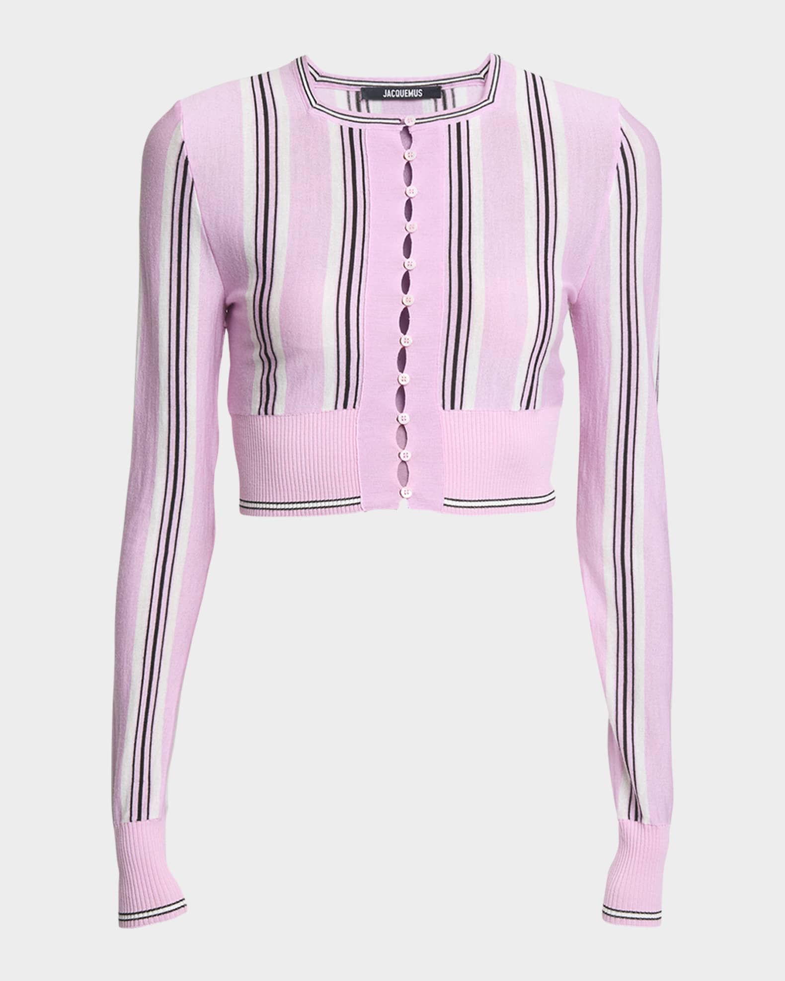 Jacquemus Spiaggia Stripe Cropped Wool Cardigan