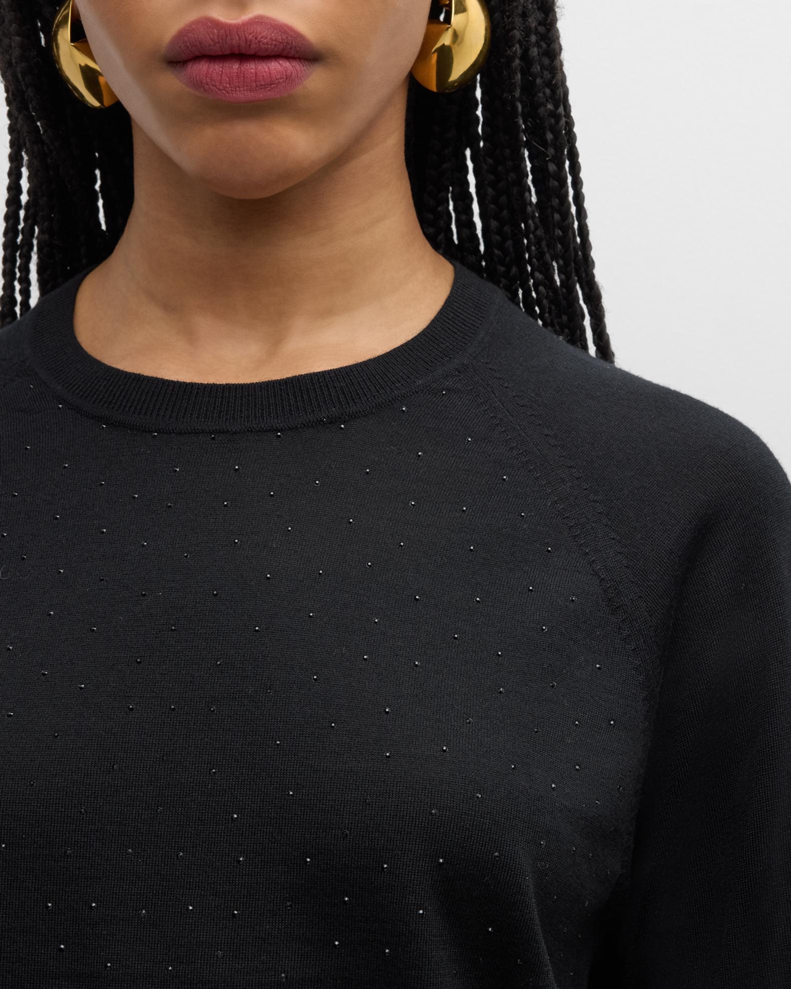 Emporio Armani Rhinestone Raglan-Sleeve Wool Sweater | Neiman Marcus