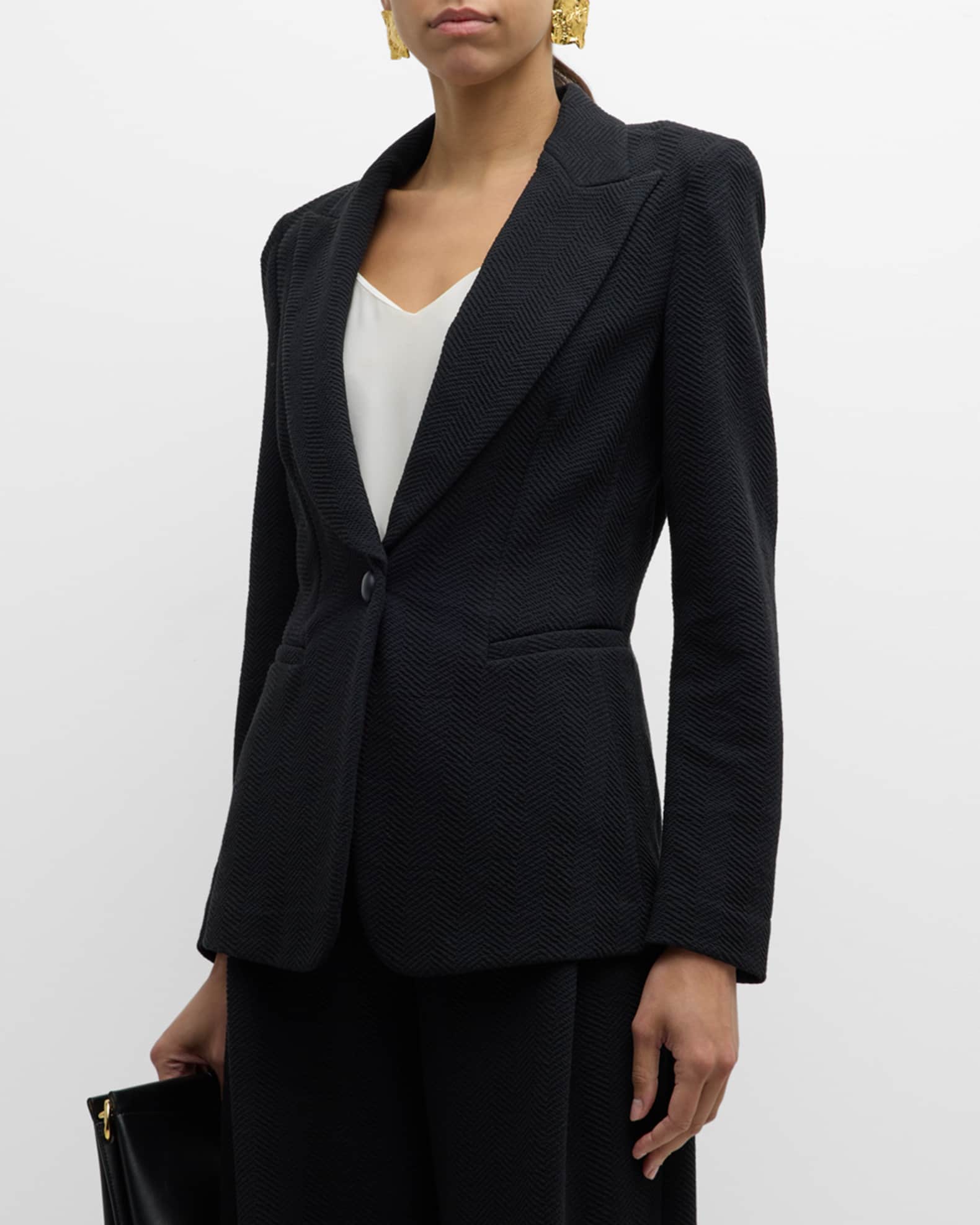 Emporio Armani Single-Button Chevron Jersey Blazer | Neiman Emporio Armani Single-Button Chevron Jersey Blazer | Neiman