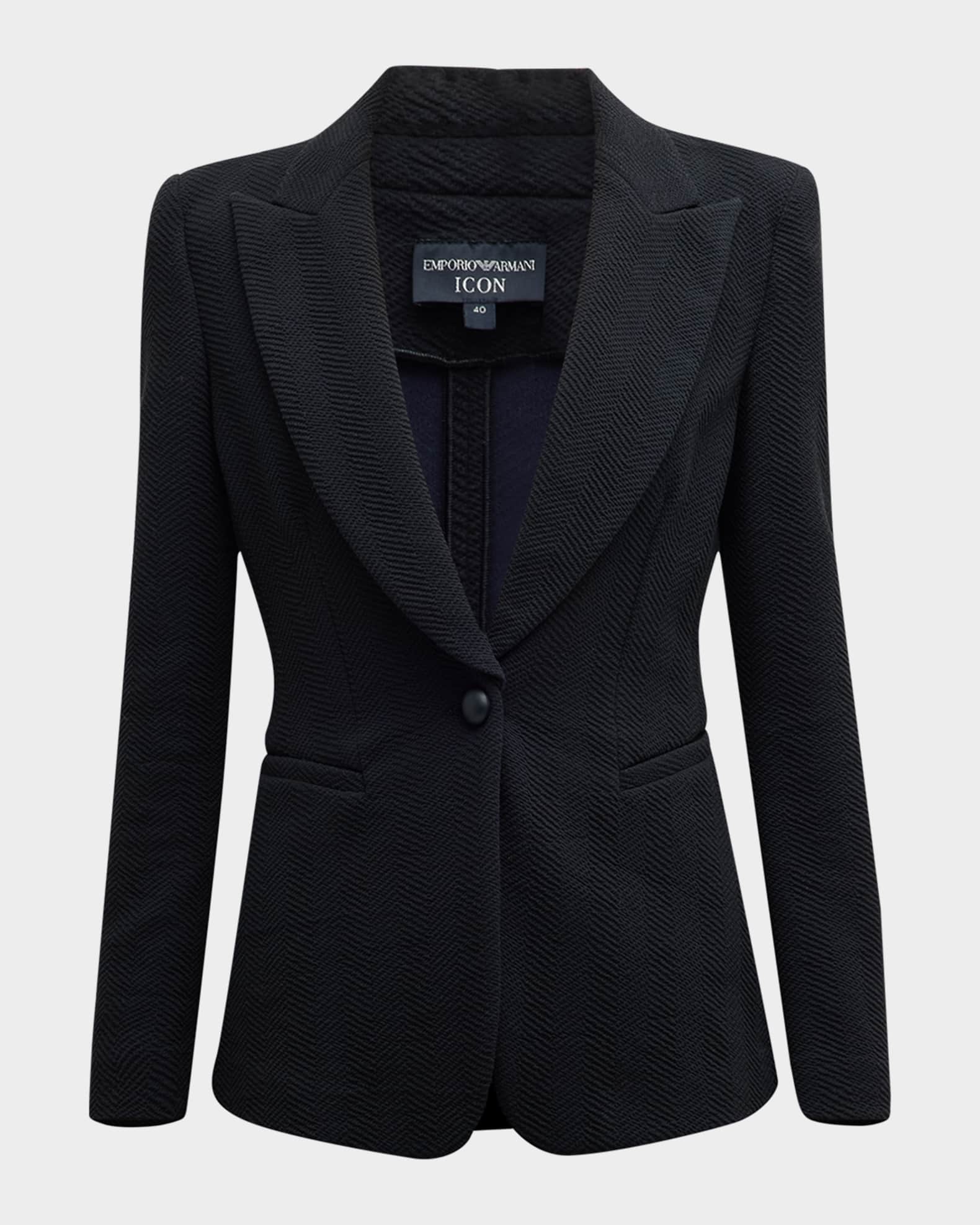 Emporio Armani Single-Button Chevron Jersey Blazer | Neiman Emporio Armani Single-Button Chevron Jersey Blazer | Neiman