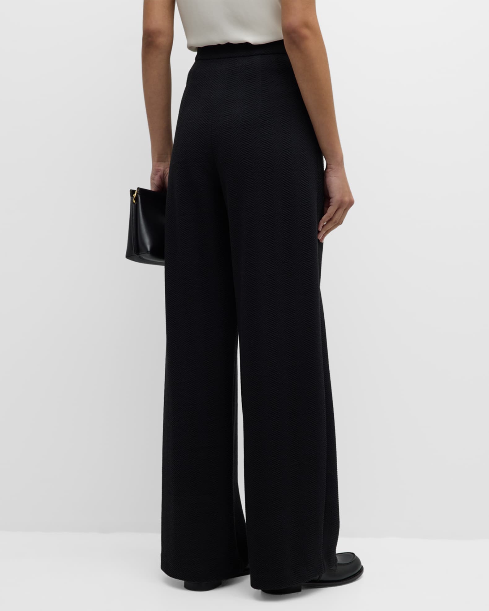 High-Rise Pleated Chevron Jersey Trousers