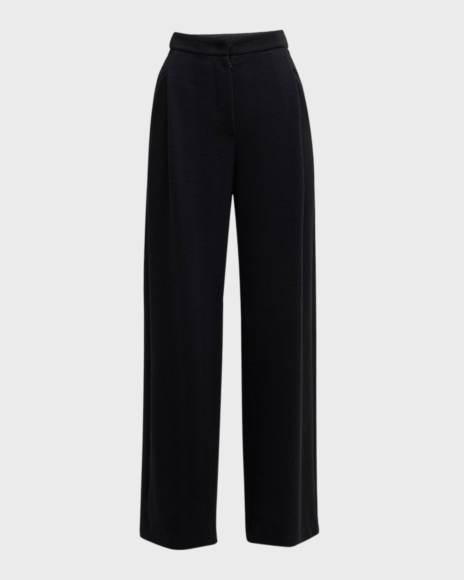 High-Rise Pleated Chevron Jersey Trousers 0