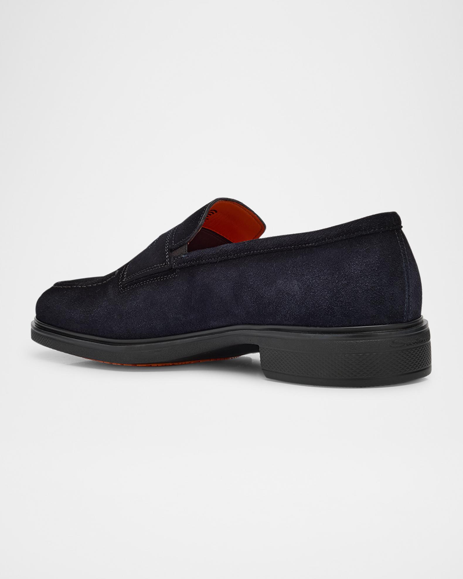 Santoni Men\'s Dark Navy Suede Penny Loafers Sz 10D Santoni Italy Navy Blue Suede Leather Dress Shoes Mens 10D main image 3