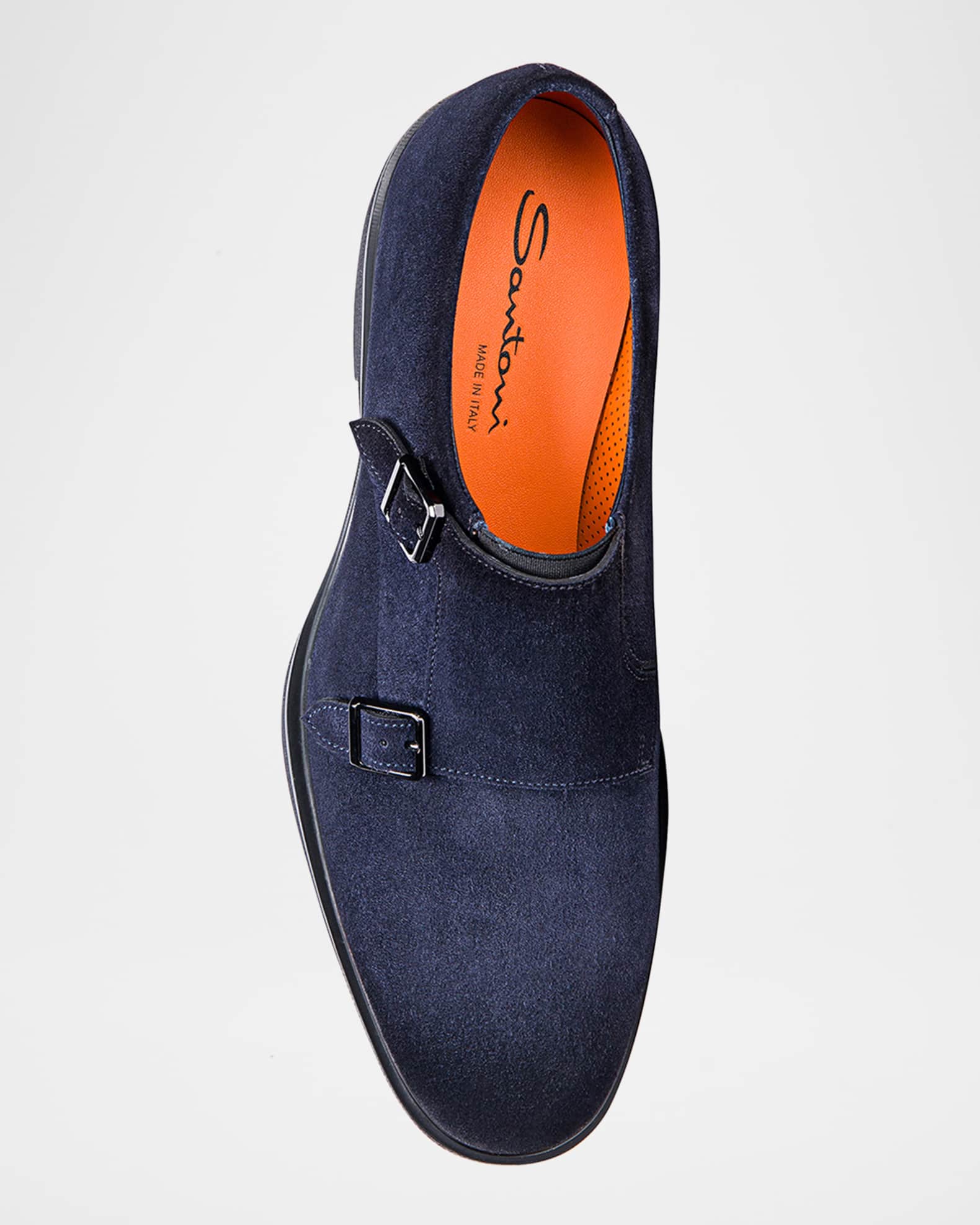 Santoni Men s Easy Suede Double Monk Strap Loafers Neiman Marcus