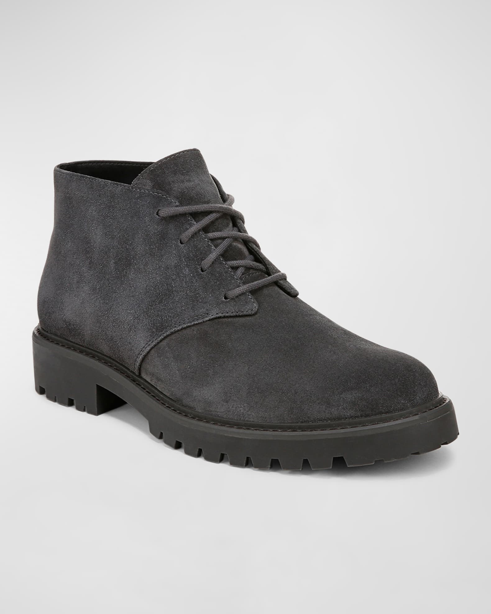 Vince Men s Dann Lace Up Leather Boots Gray Size 7 Dark Ciner