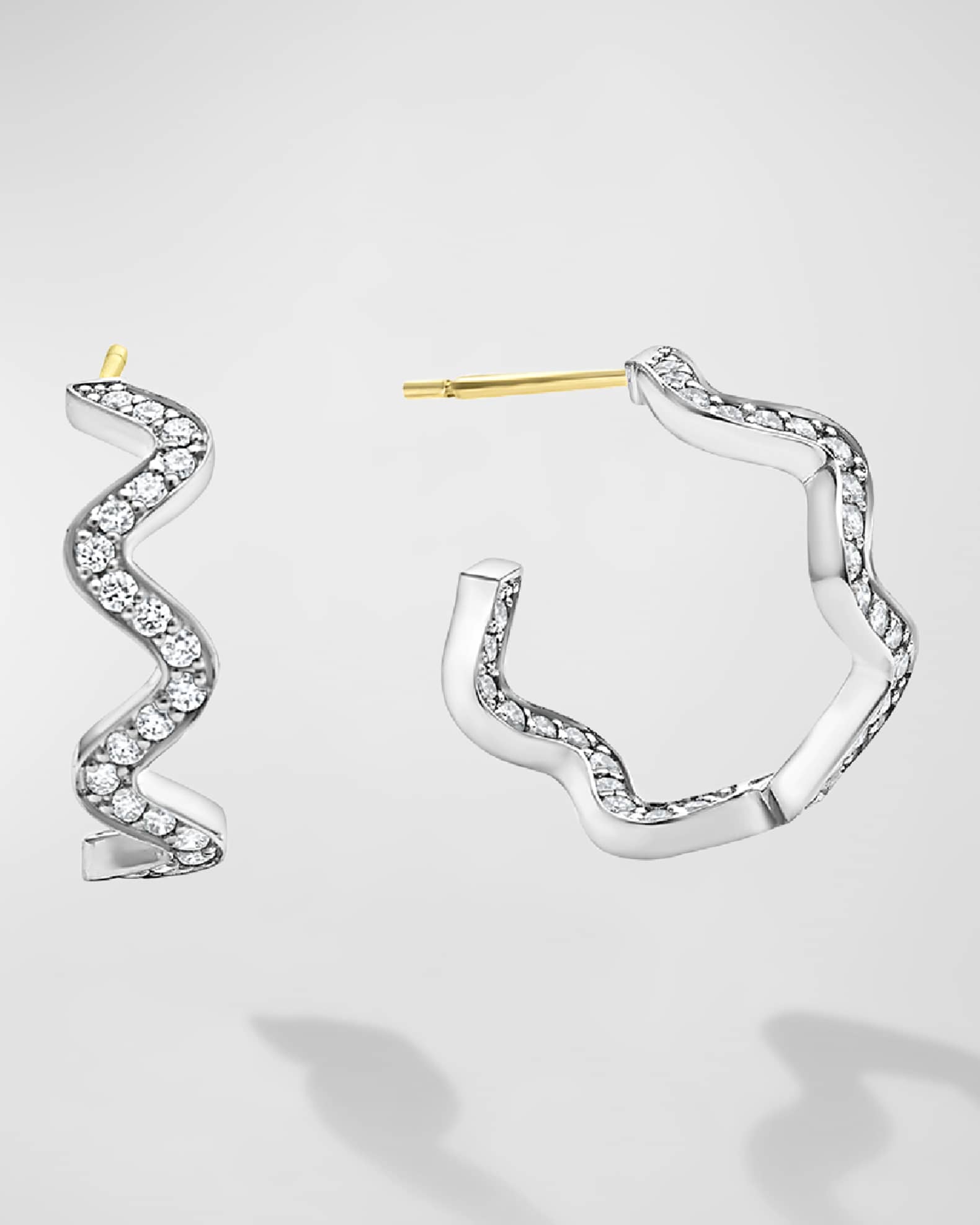 LAGOS Caviar Spark Diamond Wave Hoop Earrings in Sterling Silver ...