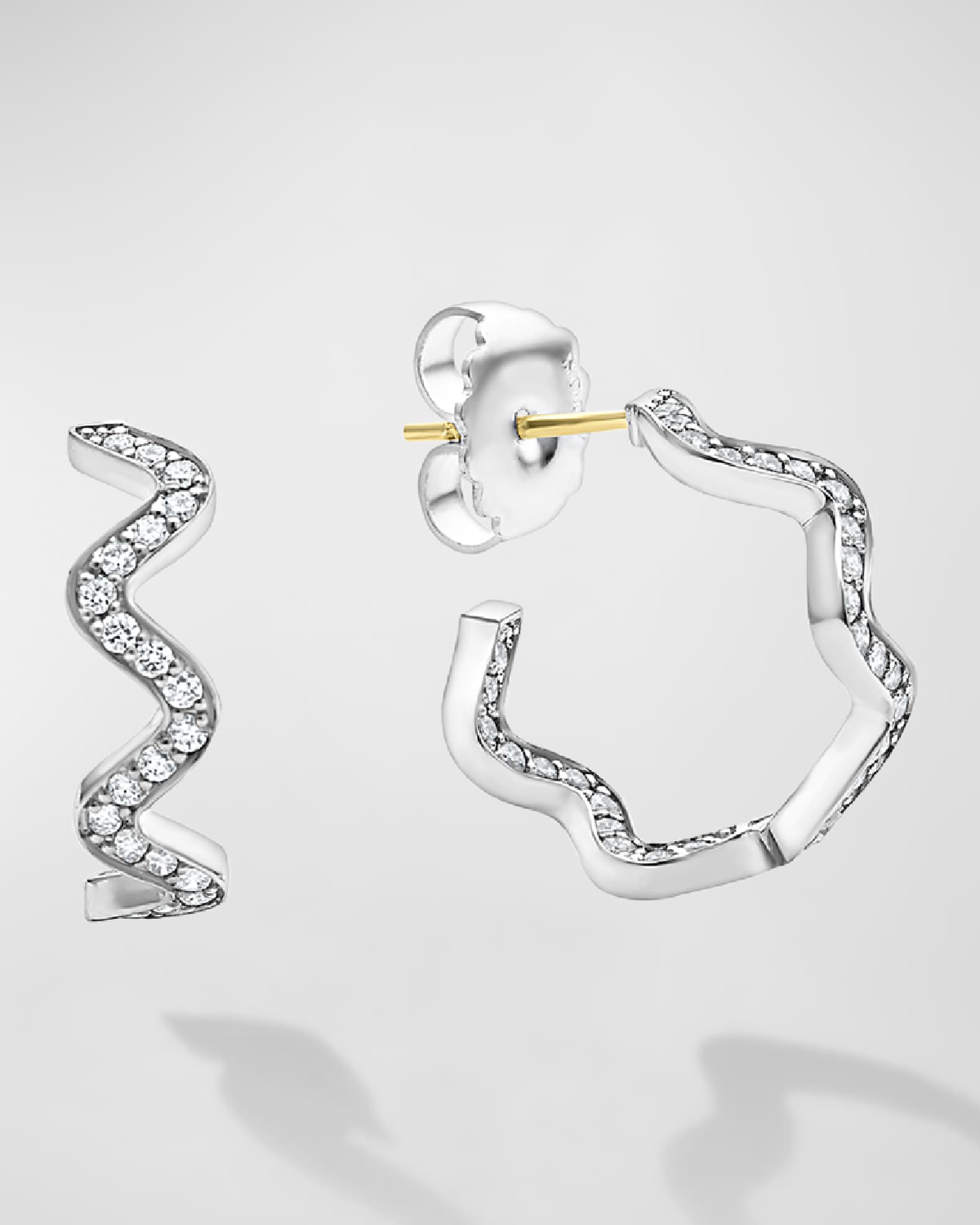 LAGOS Caviar Spark Diamond Wave Hoop Earrings in Sterling Silver ...