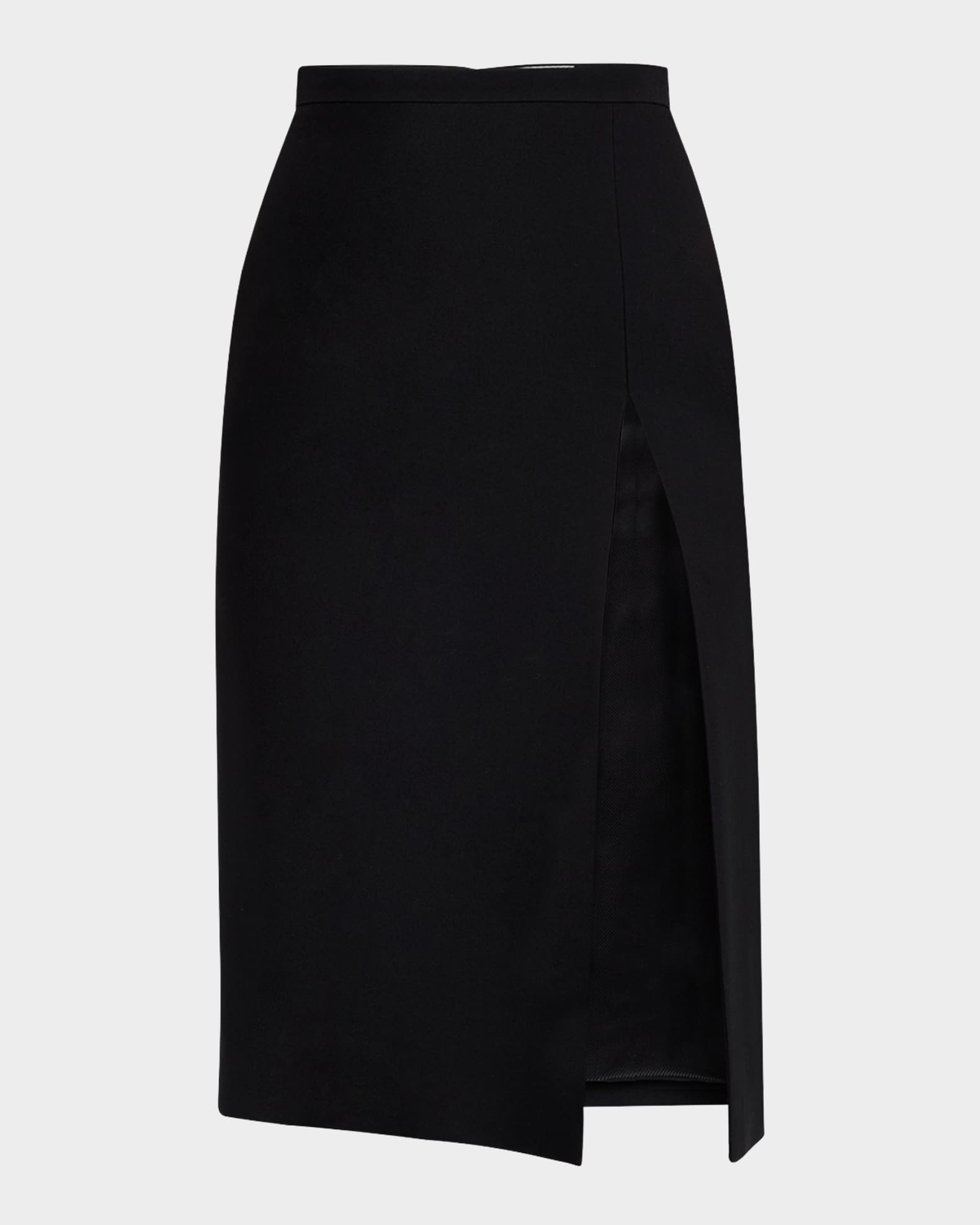 Ezra Thigh-Slit Crepe Skirt 0