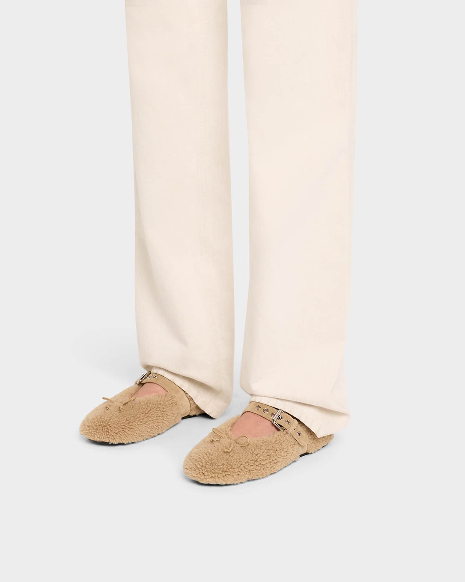 Shearling Mary Jane Ballerina Flats 1