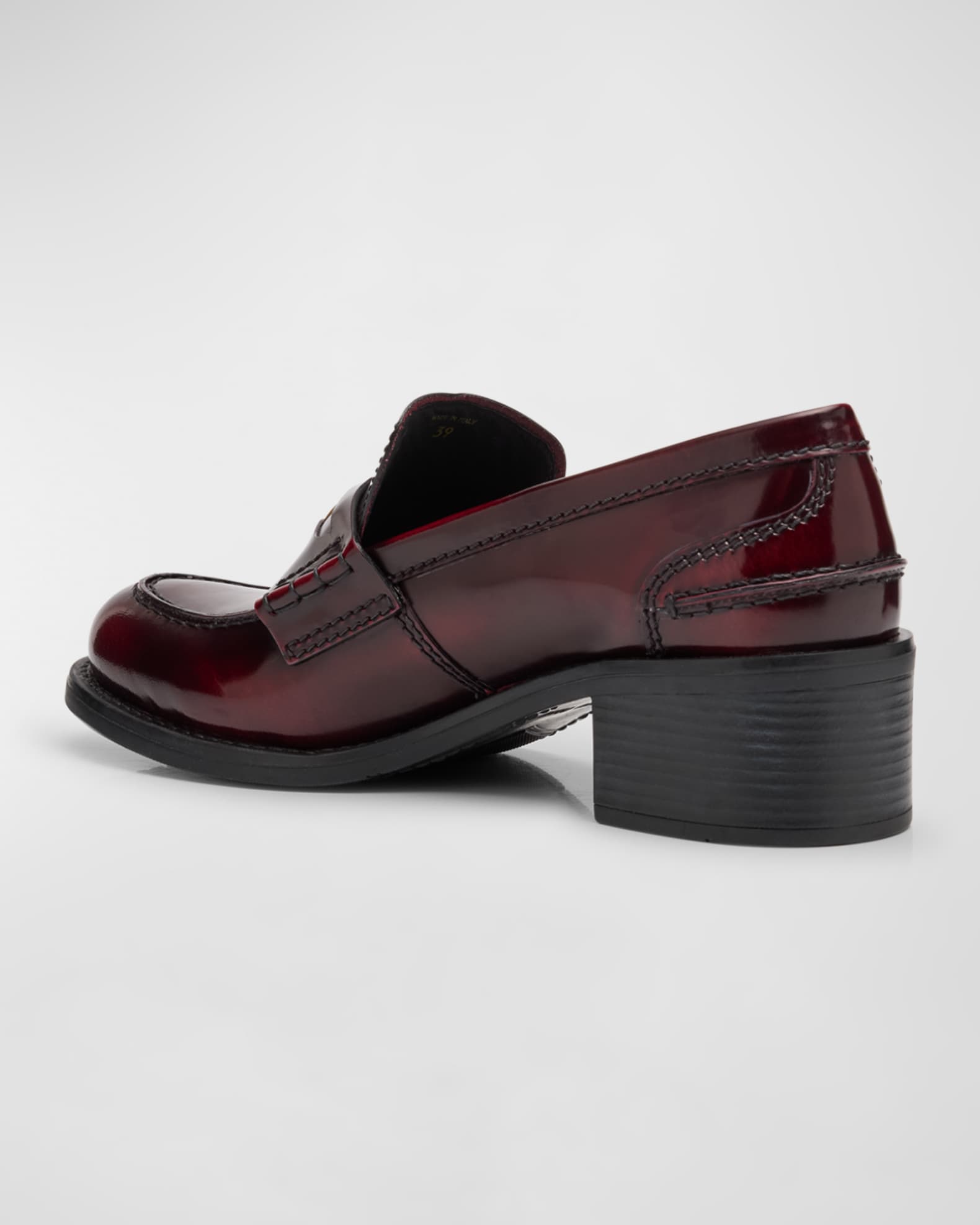 Leather Heeled Penny Loafers