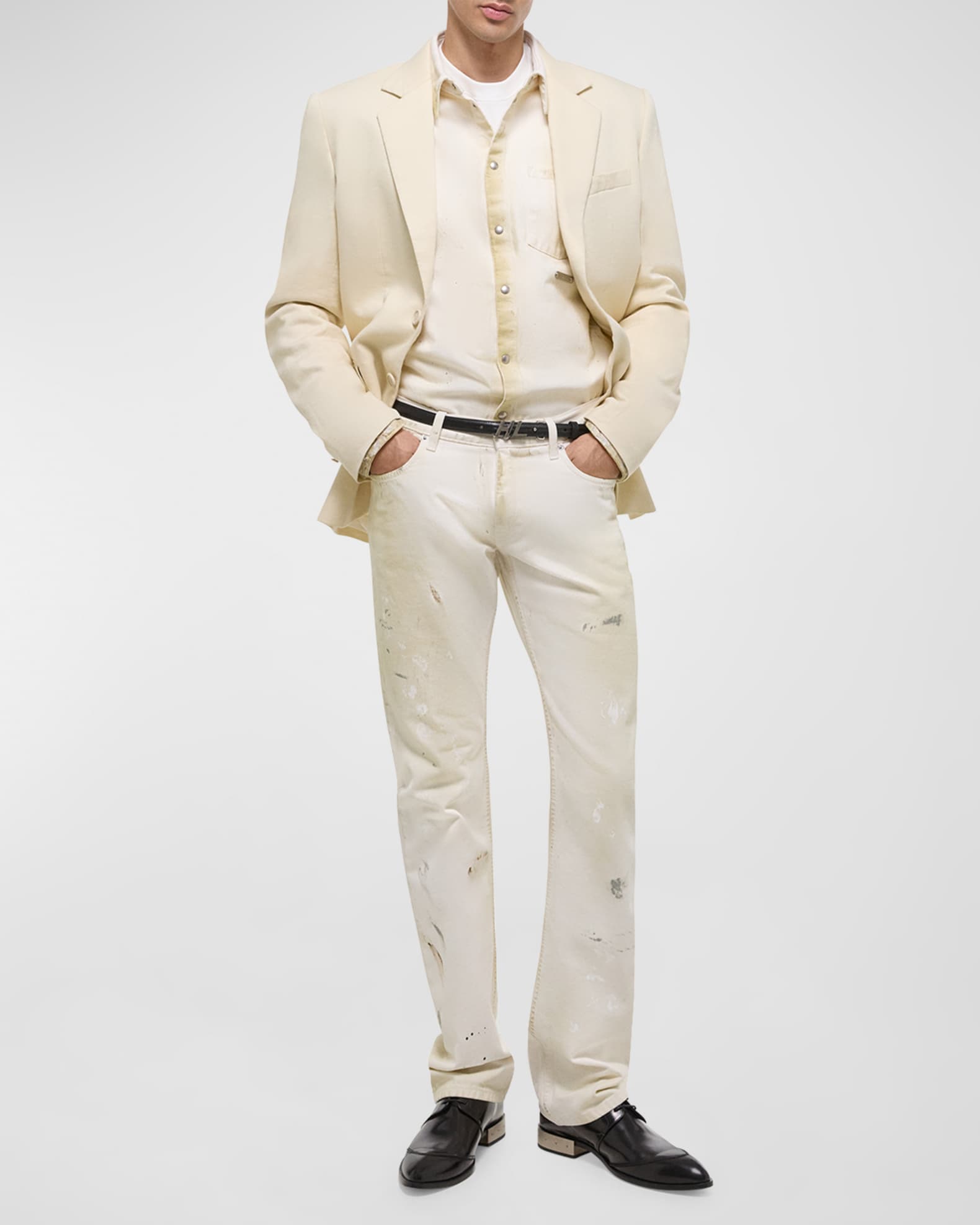 Men's Low-Rise Jeans with Paint Splatter 1