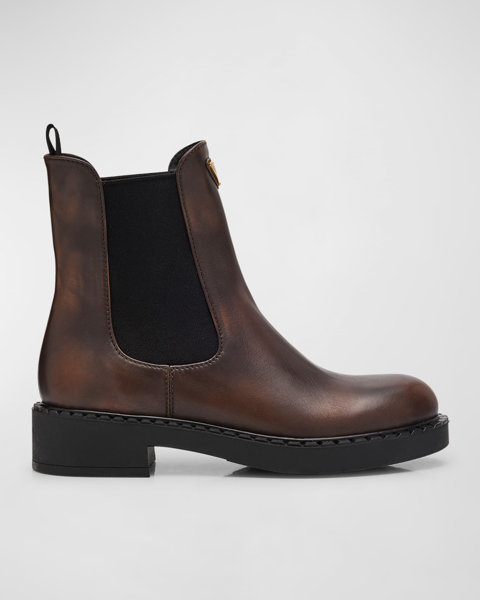 Prada Leather Chelsea Boots Women Dark Brown Size 36