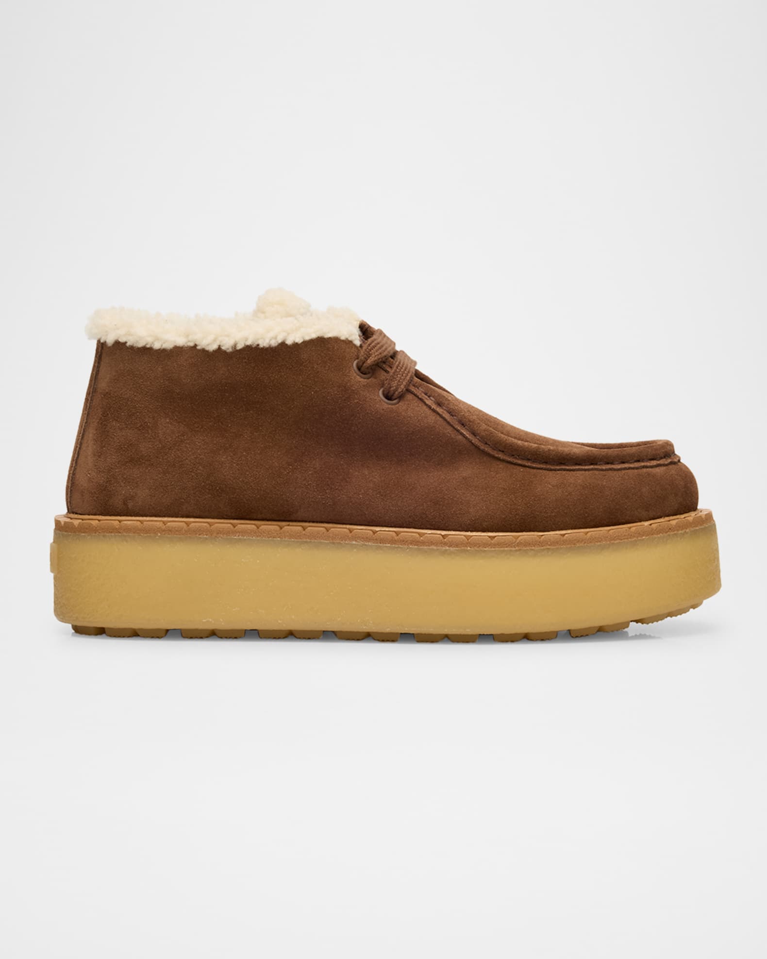 Prada Suede Shearling Lace-Up Booties | Neiman Marcus