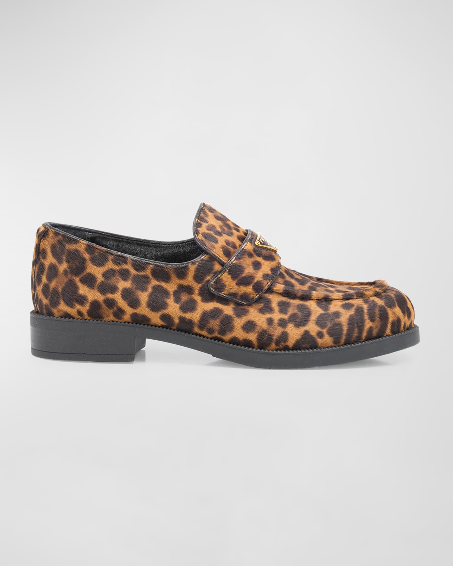 Leopard Calf Hair Triangle Loafers 0