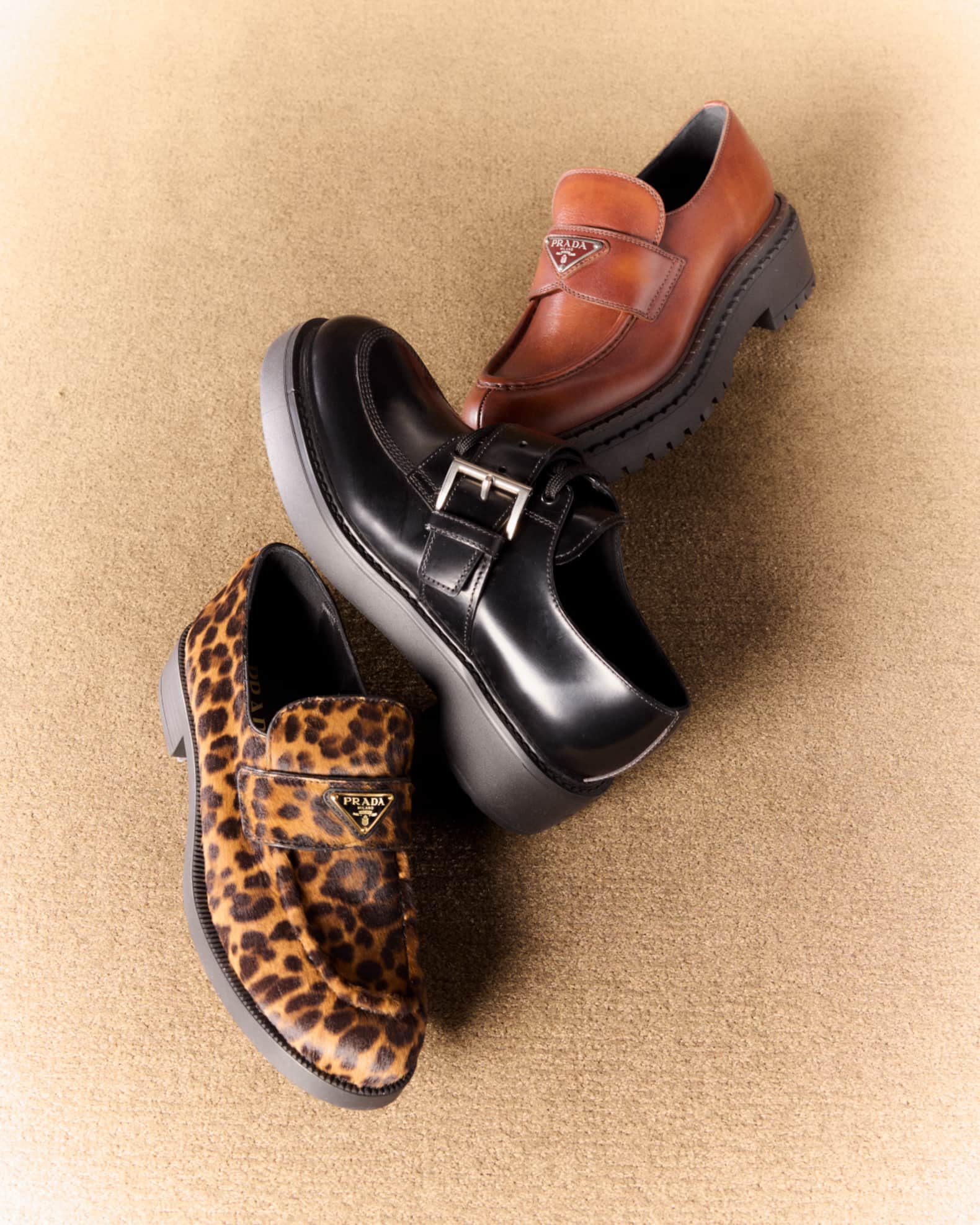 Prada Chocolate Calfskin Platform Loafers | Neiman Marcus Prada Chocolate Calfskin Platform Loafers | Neiman Marcus
