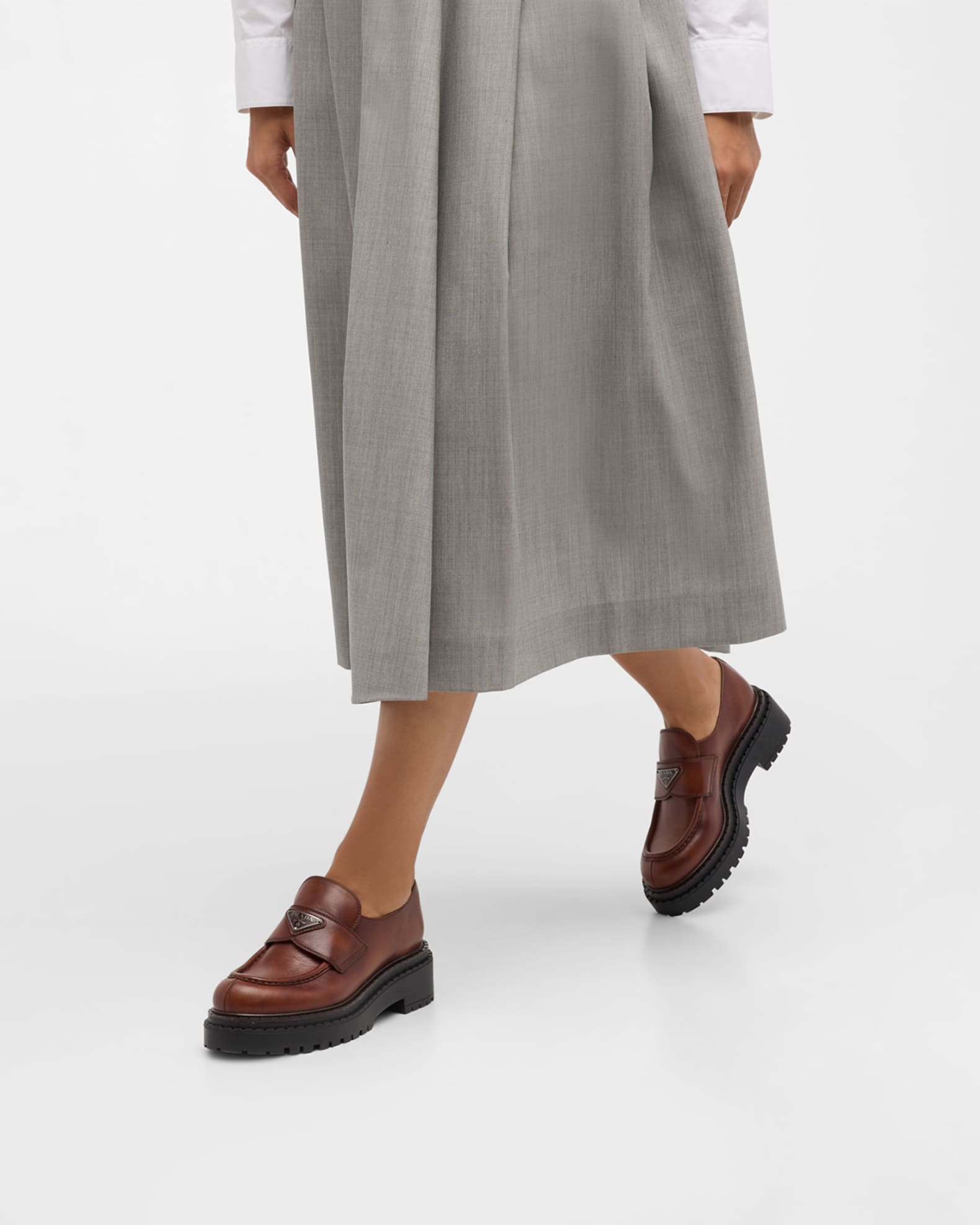 Chocolate Calfskin Platform Loafers 1