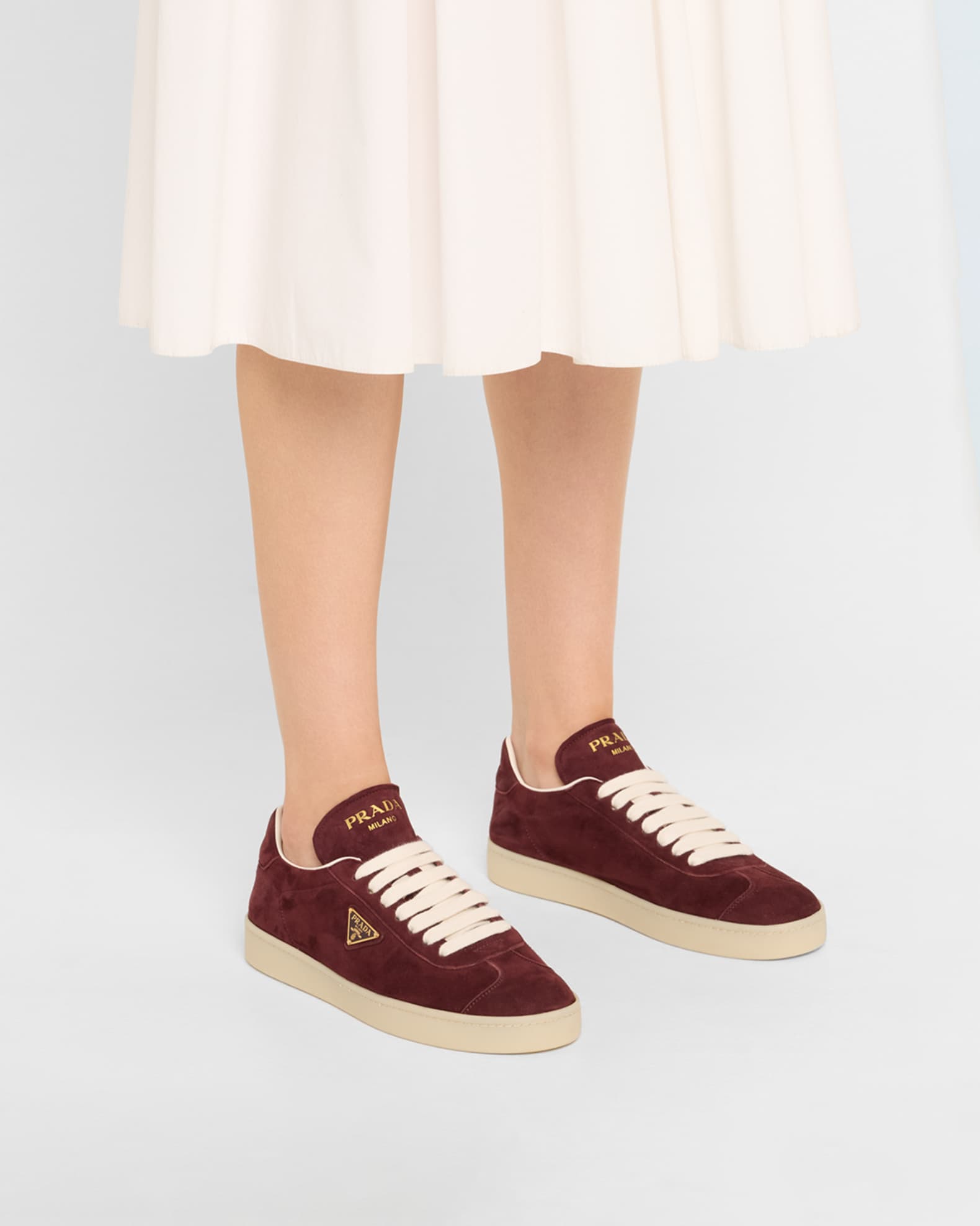 Prada Lane Suede Low-Top Sneakers | Neiman Marcus