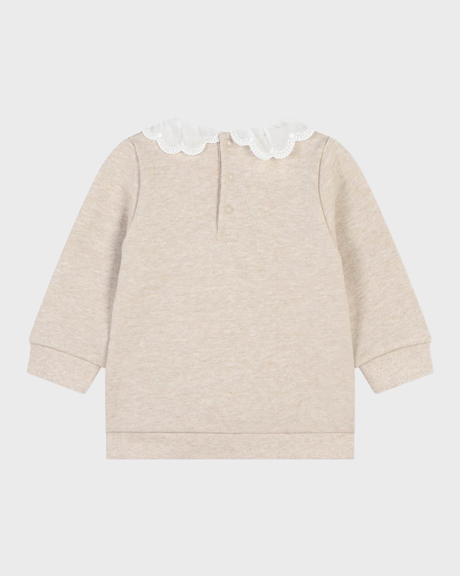 Chloe Girl's Logo Embroidered Collared Sweater, Size 6M3 Neiman Marcus