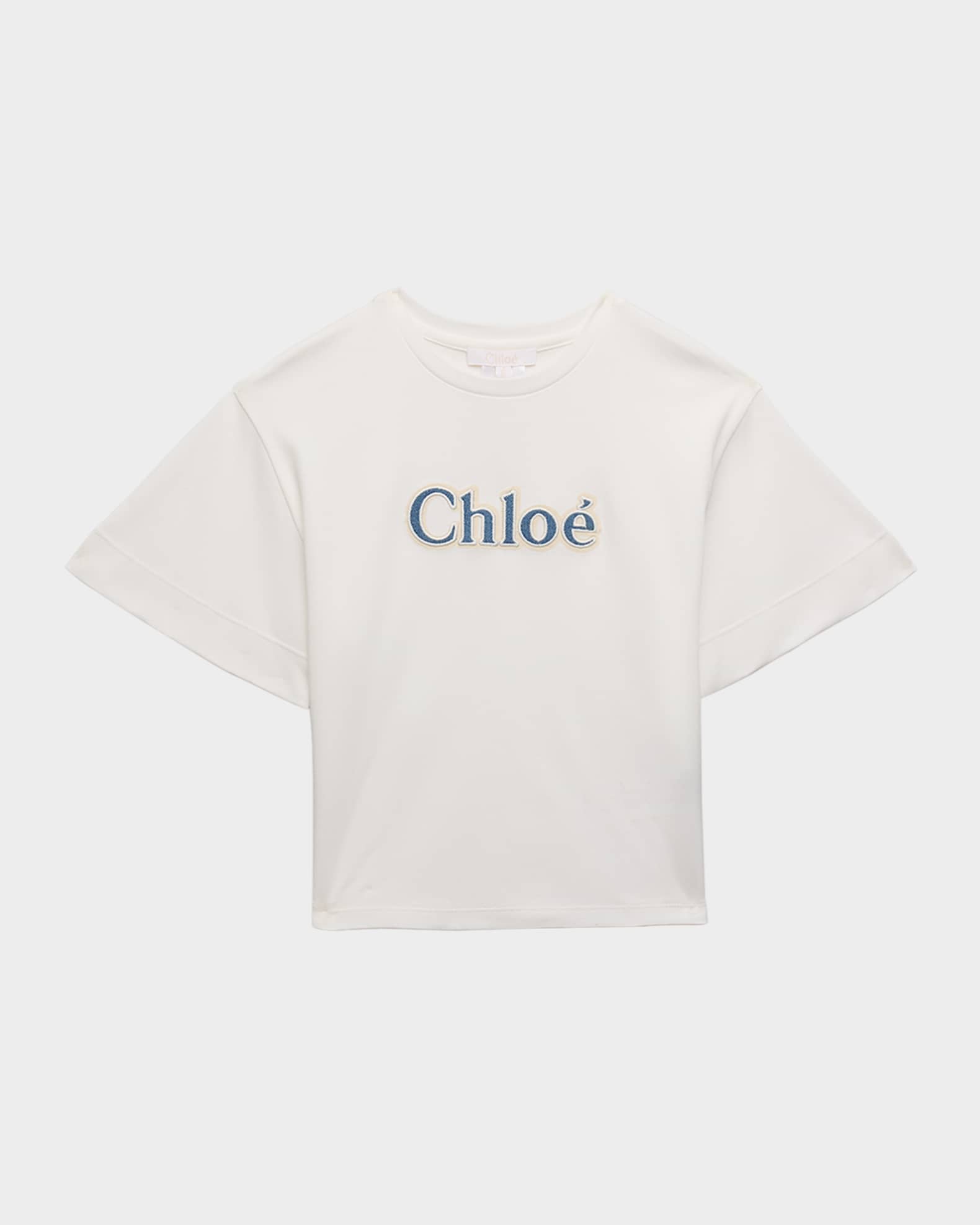 Girl's Denim Embroidered Logo-Print T-Shirt 0